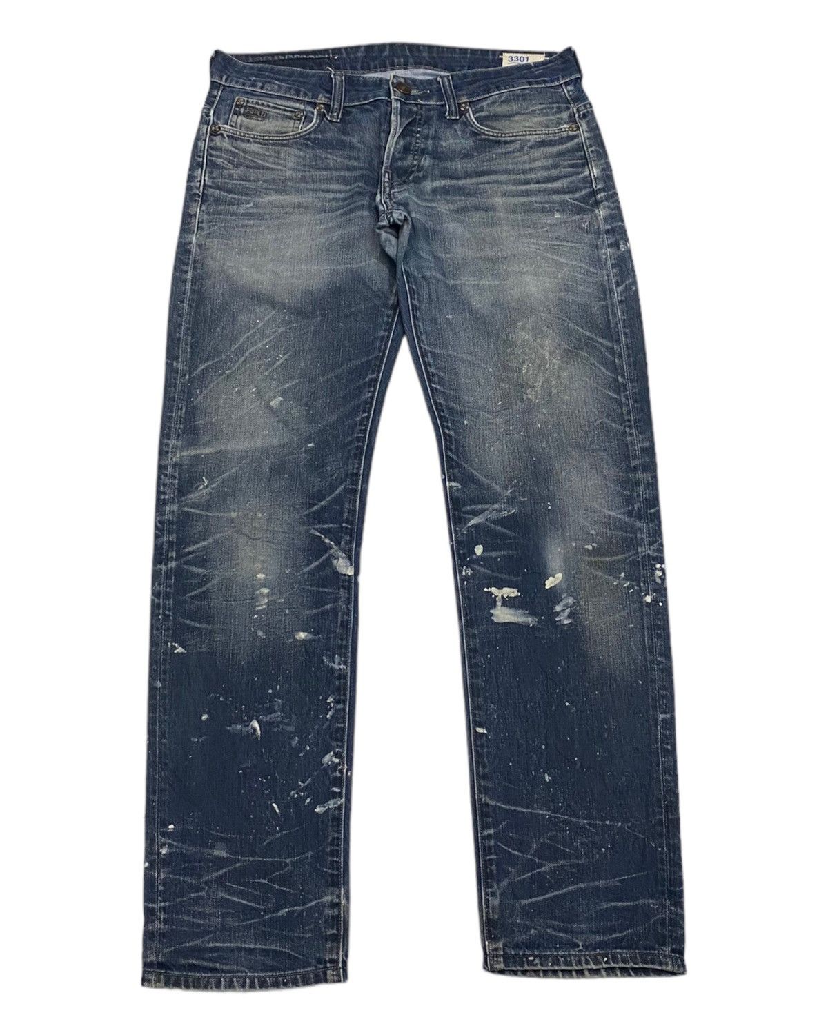 image of Archival Clothing x Distressed Denim G-Star Raw Distressed Painted 3301 Undercover Style Jeans in B
