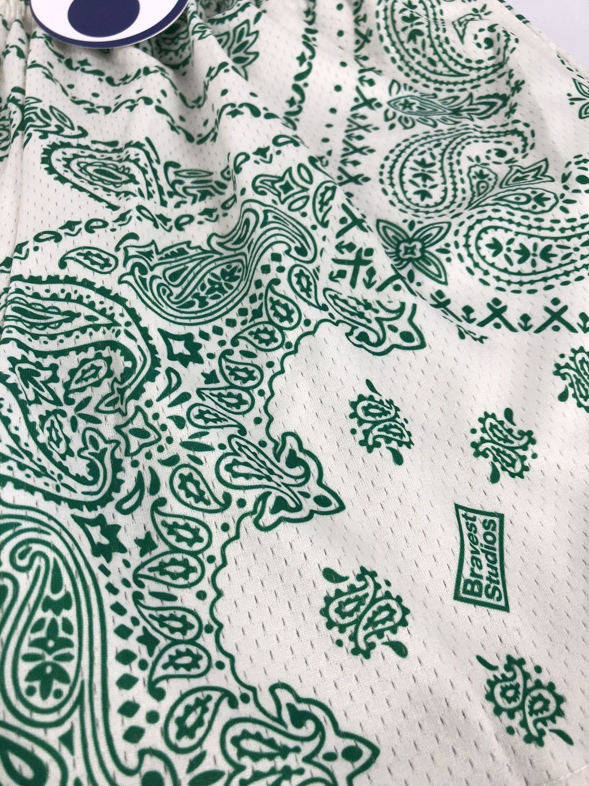 Bravest Studios Bravest Studio Paisley Money Green Cream Beige Mesh Shorts Size US 36 / EU 52 - 3 Thumbnail