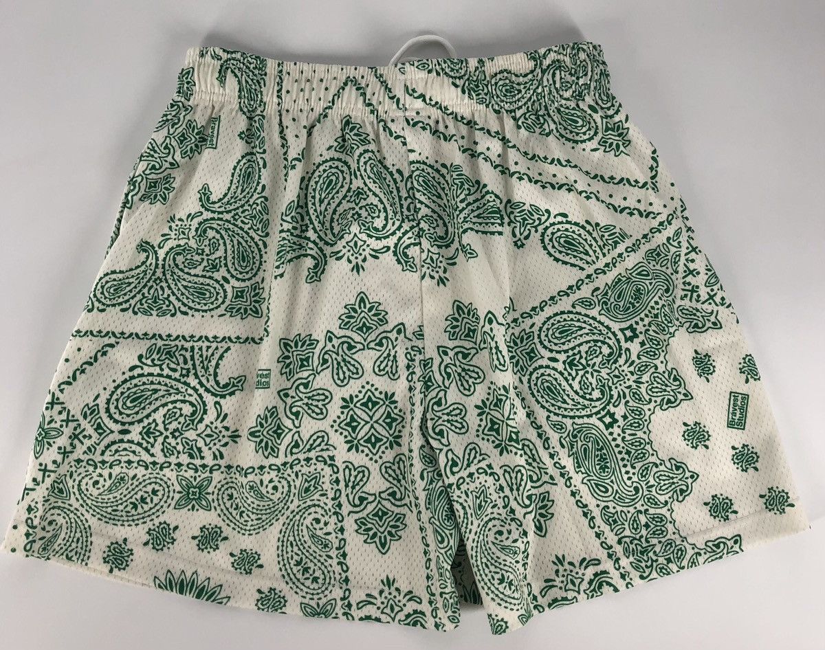 Bravest Studios Bravest Studio Paisley Money Green Cream Beige Mesh Shorts Size US 36 / EU 52 - 8 Thumbnail