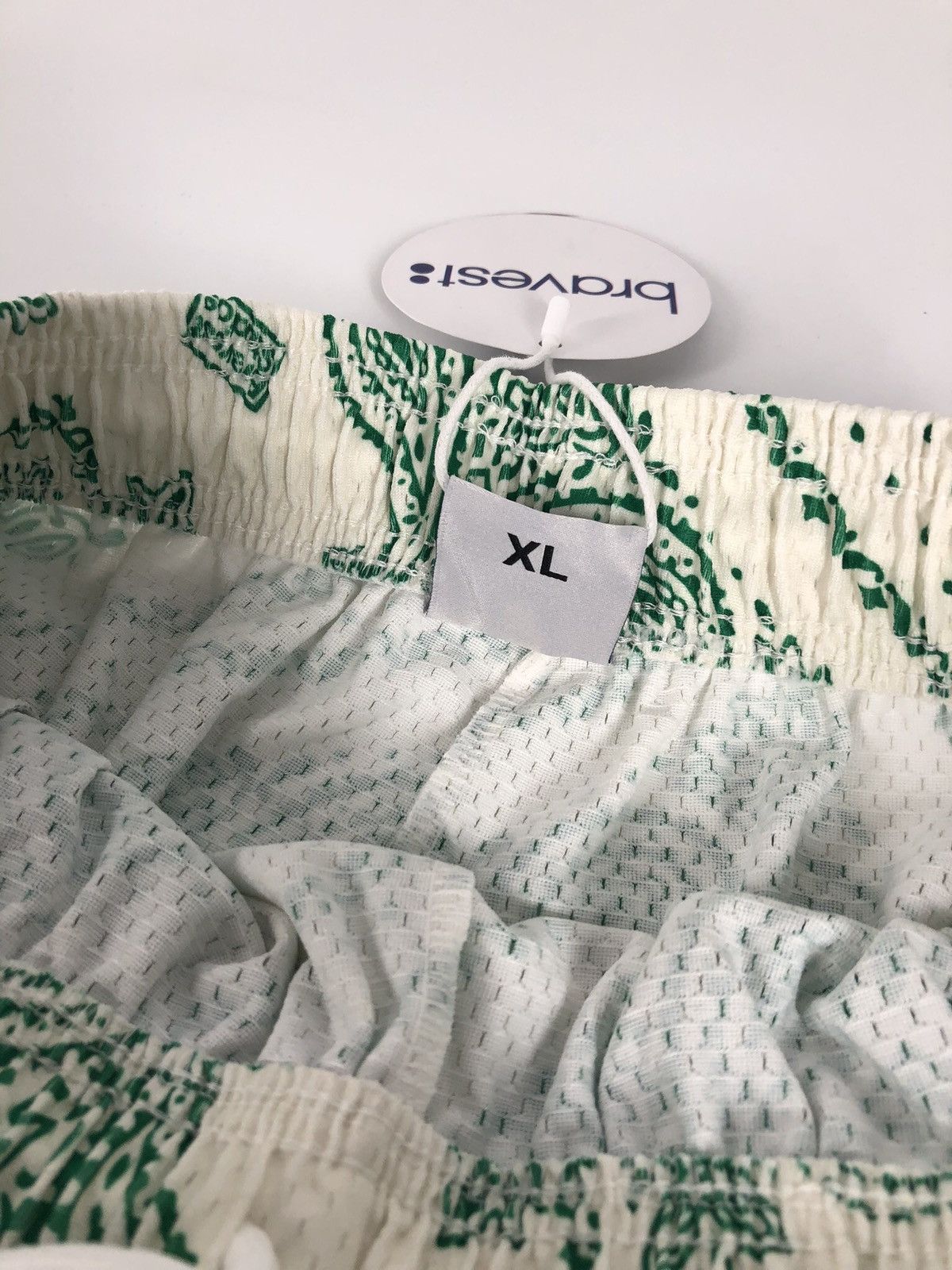 Bravest Studios Bravest Studio Paisley Money Green Cream Beige Mesh Shorts Size US 36 / EU 52 - 5 Thumbnail