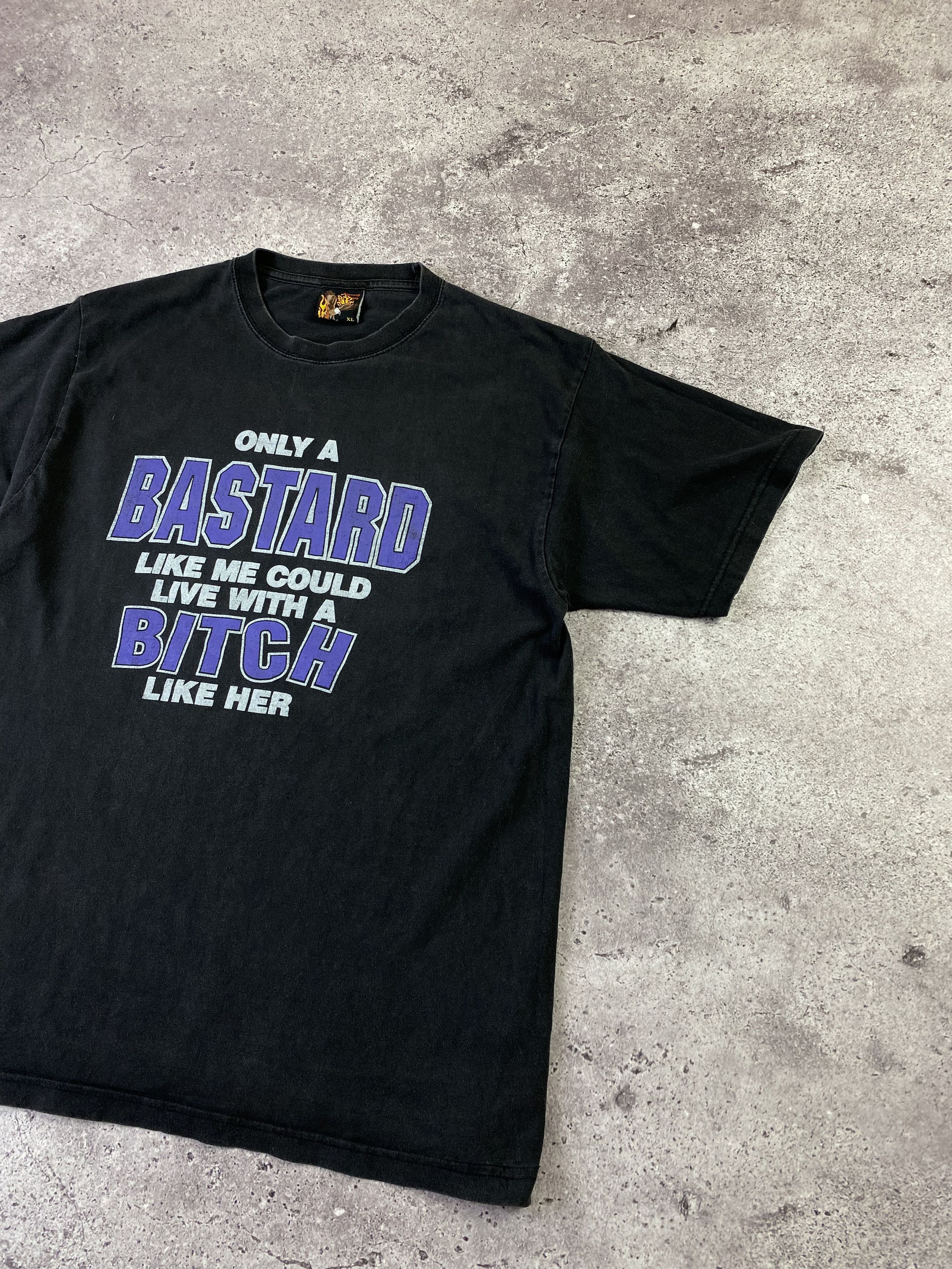 Band Tees × Vintage 90s Vintage “Only Bastard Like Me” Humor Faded T Shirt Size US XL / EU 56 / 4 - 2 Thumbnail