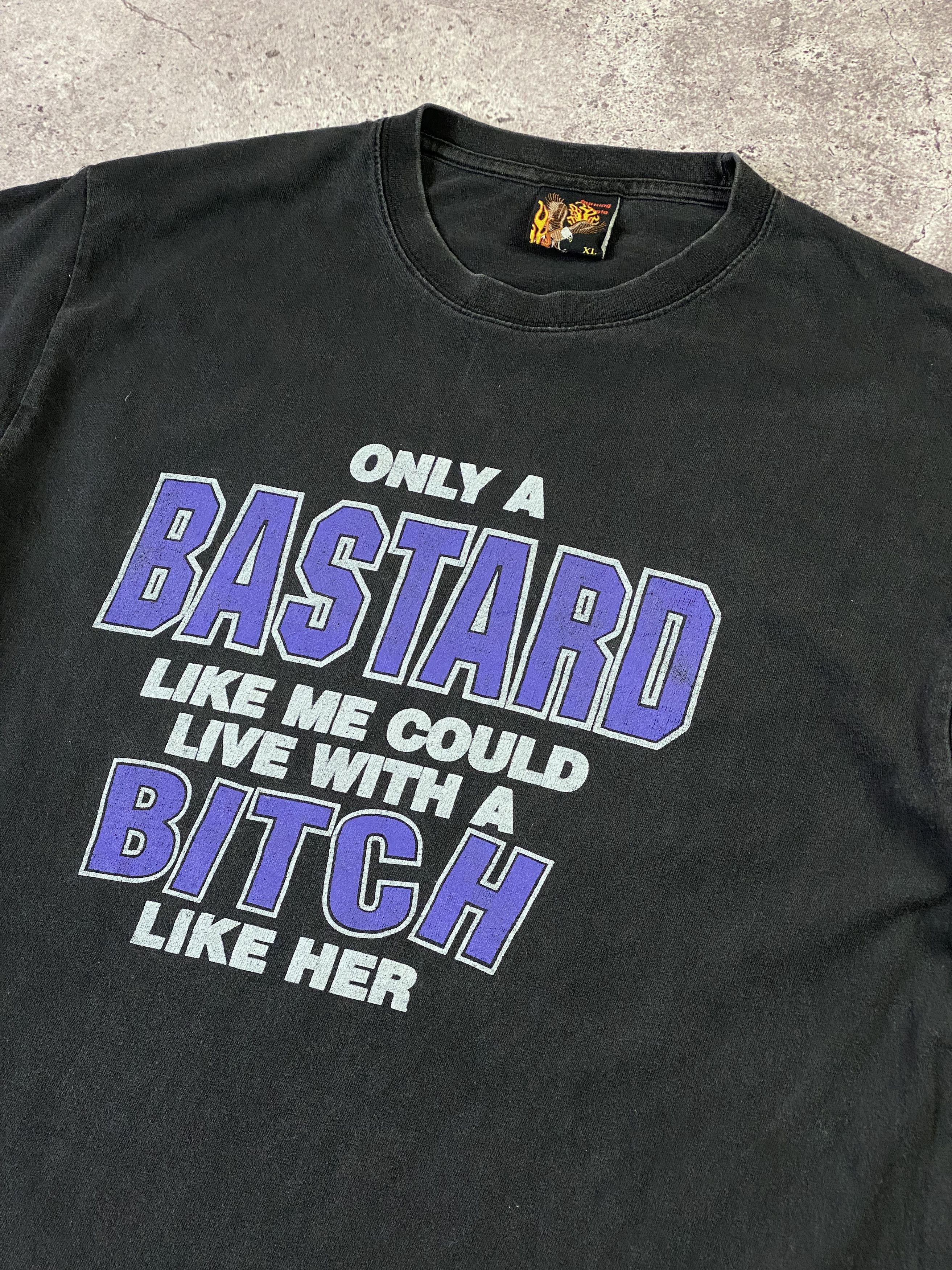 Band Tees × Vintage 90s Vintage “Only Bastard Like Me” Humor Faded T Shirt Size US XL / EU 56 / 4 - 3 Thumbnail
