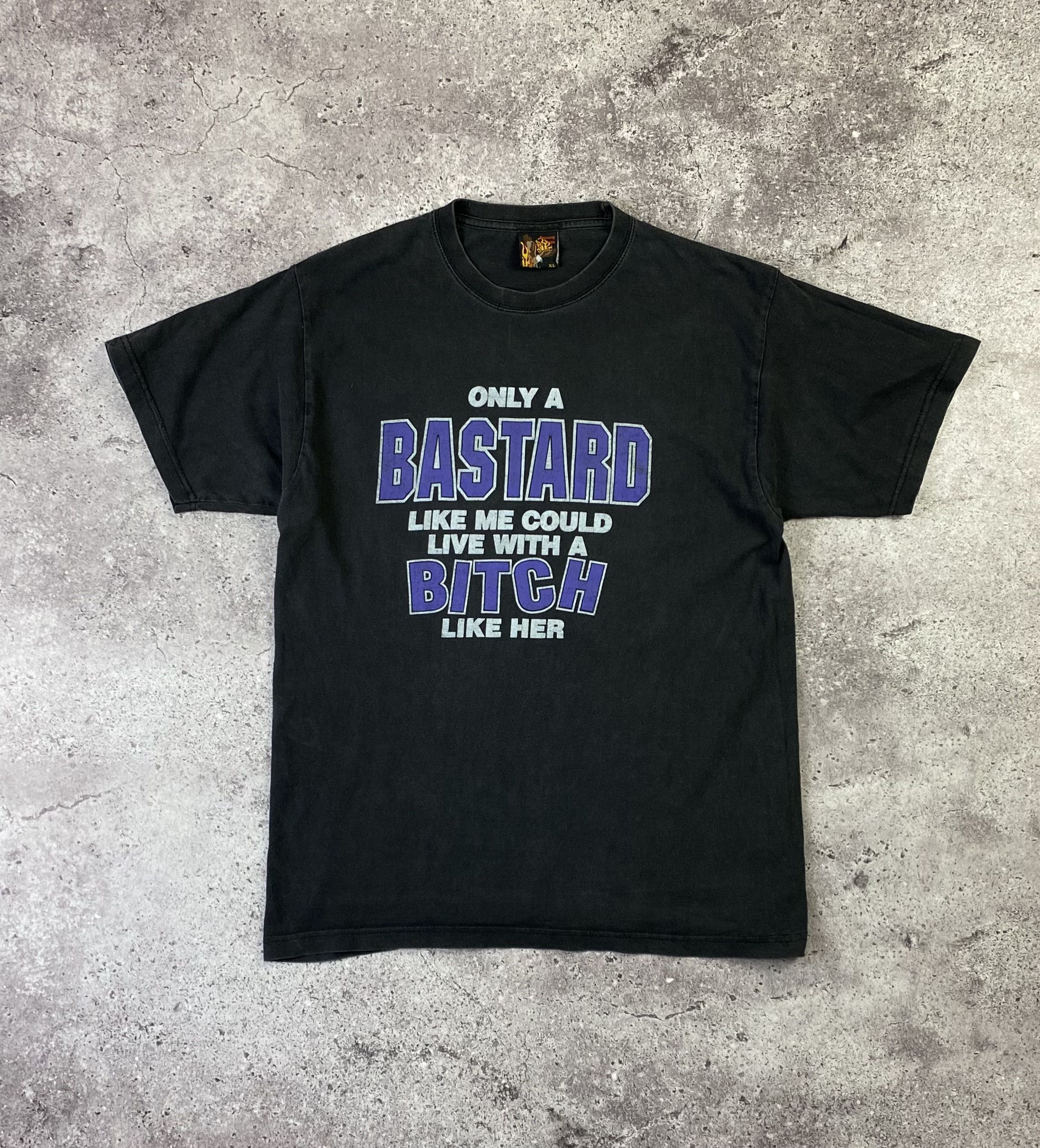 Band Tees × Vintage 90s Vintage “Only Bastard Like Me” Humor Faded T Shirt Size US XL / EU 56 / 4 - 1 Thumbnail