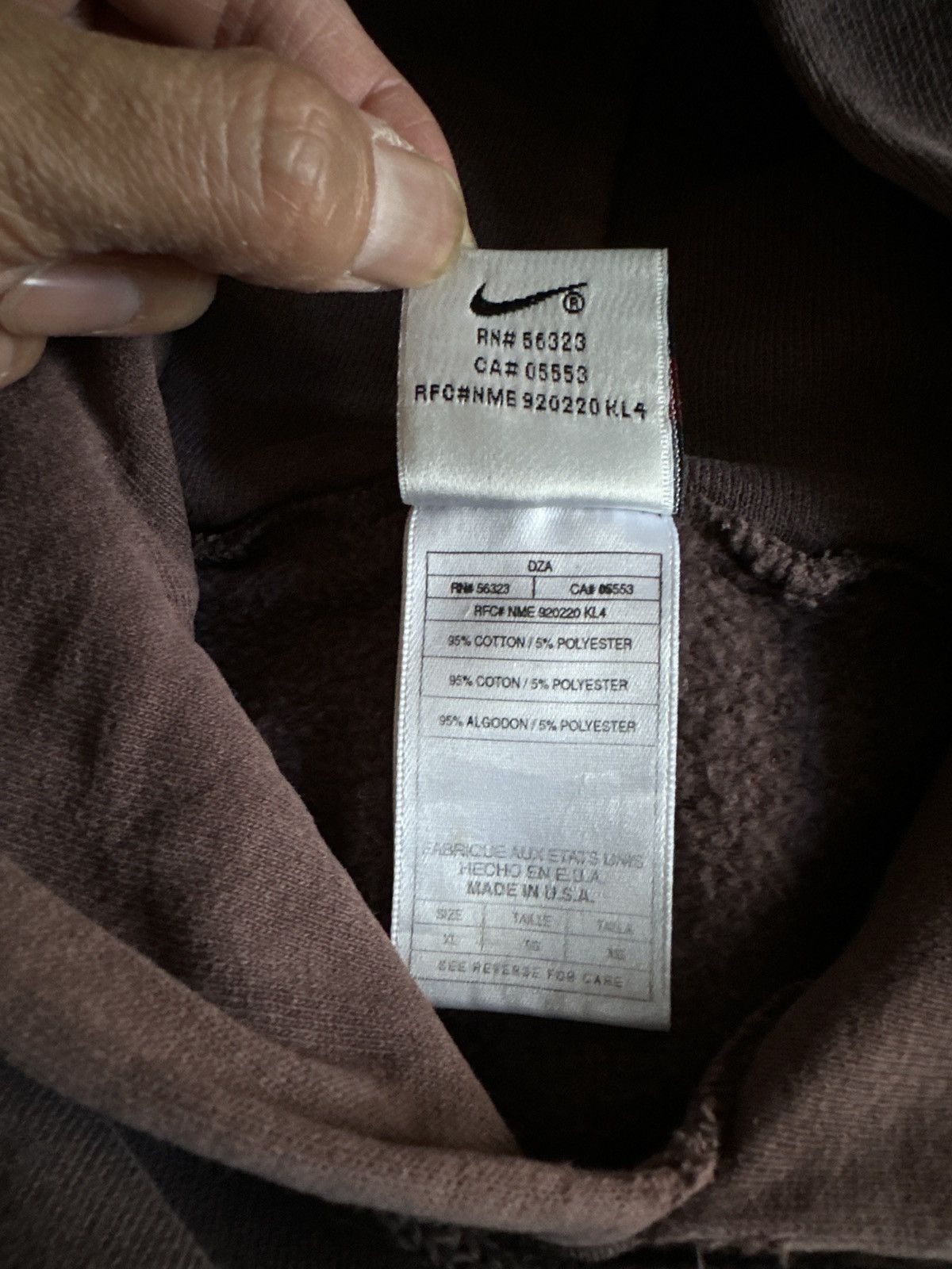 Nike Vintage 90s Nike Chocolate Brown Tonal Hoodie Size US XL / EU 56 / 4 - 5 Thumbnail