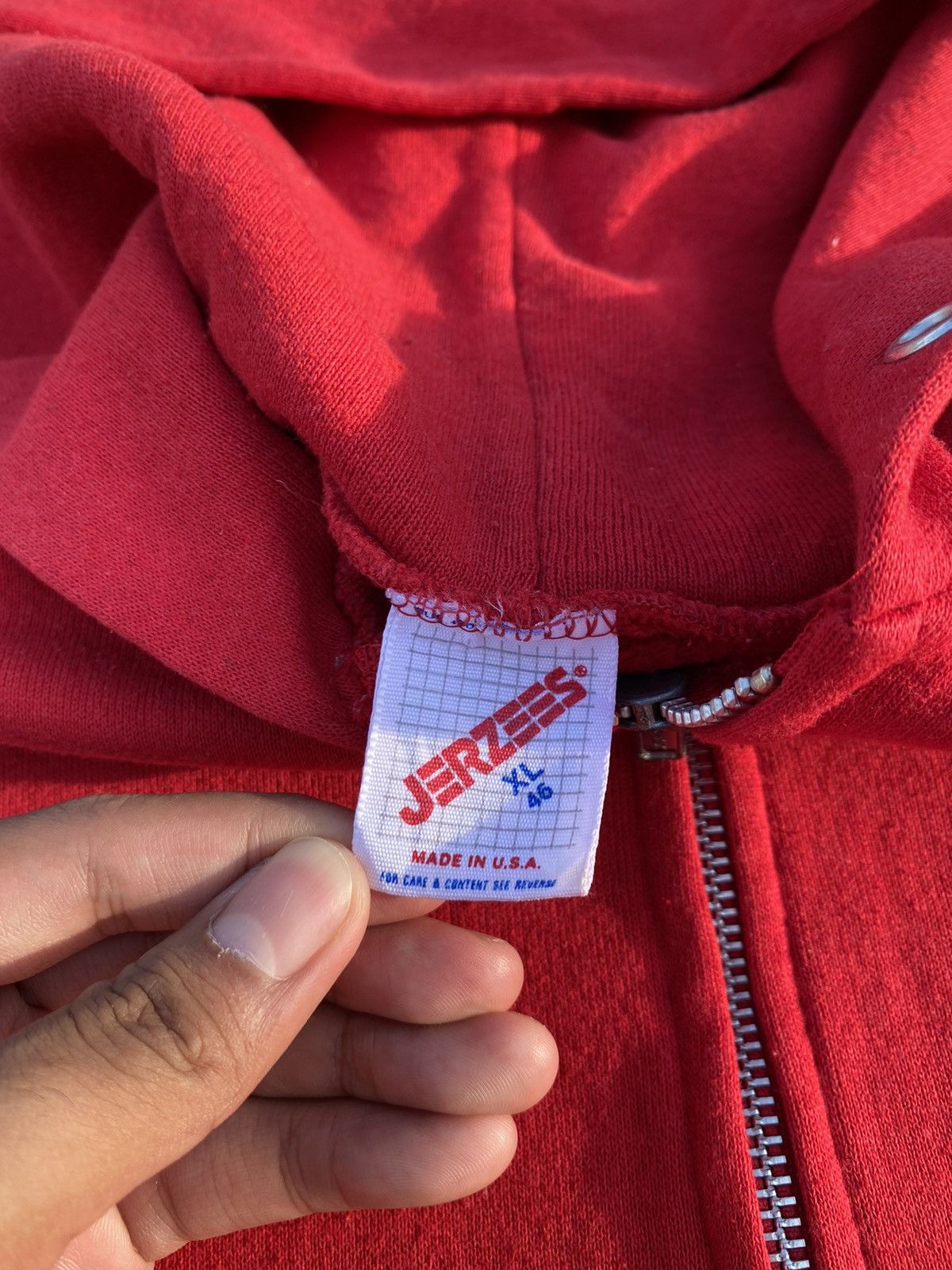 Jerzees Vintage 90s JERZEES Hoodie Red ( Tag XL ) Size US M / EU 48-50 / 2 - 3 Thumbnail