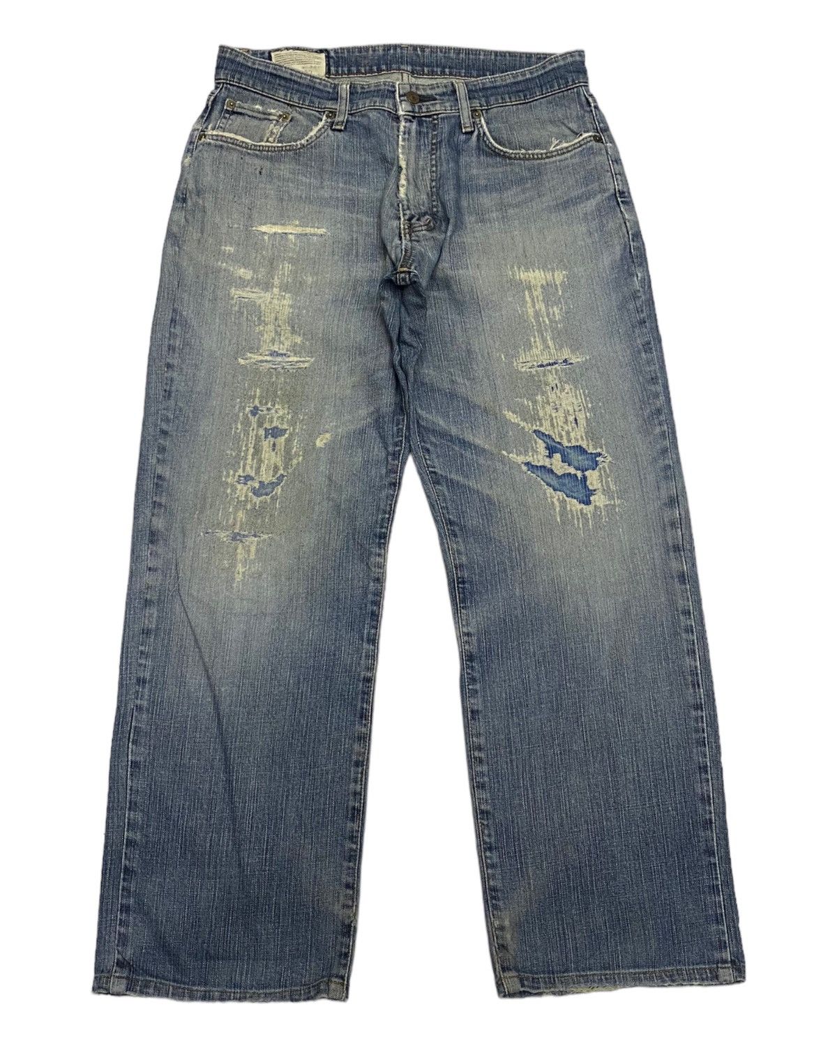 image of Archival Clothing x Beauty Beast Edwin 503 Distressed Denim Baggy Jeans in Blue, Men's (Size 32)