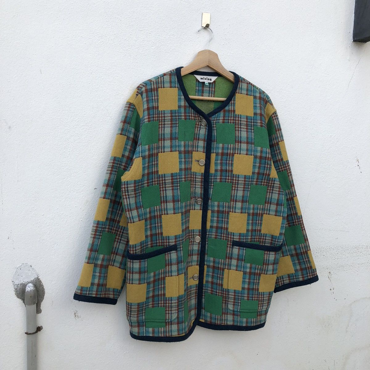 Japanese Brand RARE COLOUR BUTTON JACKET MIXING PATCHWORK DESIGN Size US M / EU 48-50 / 2 - 2 Thumbnail