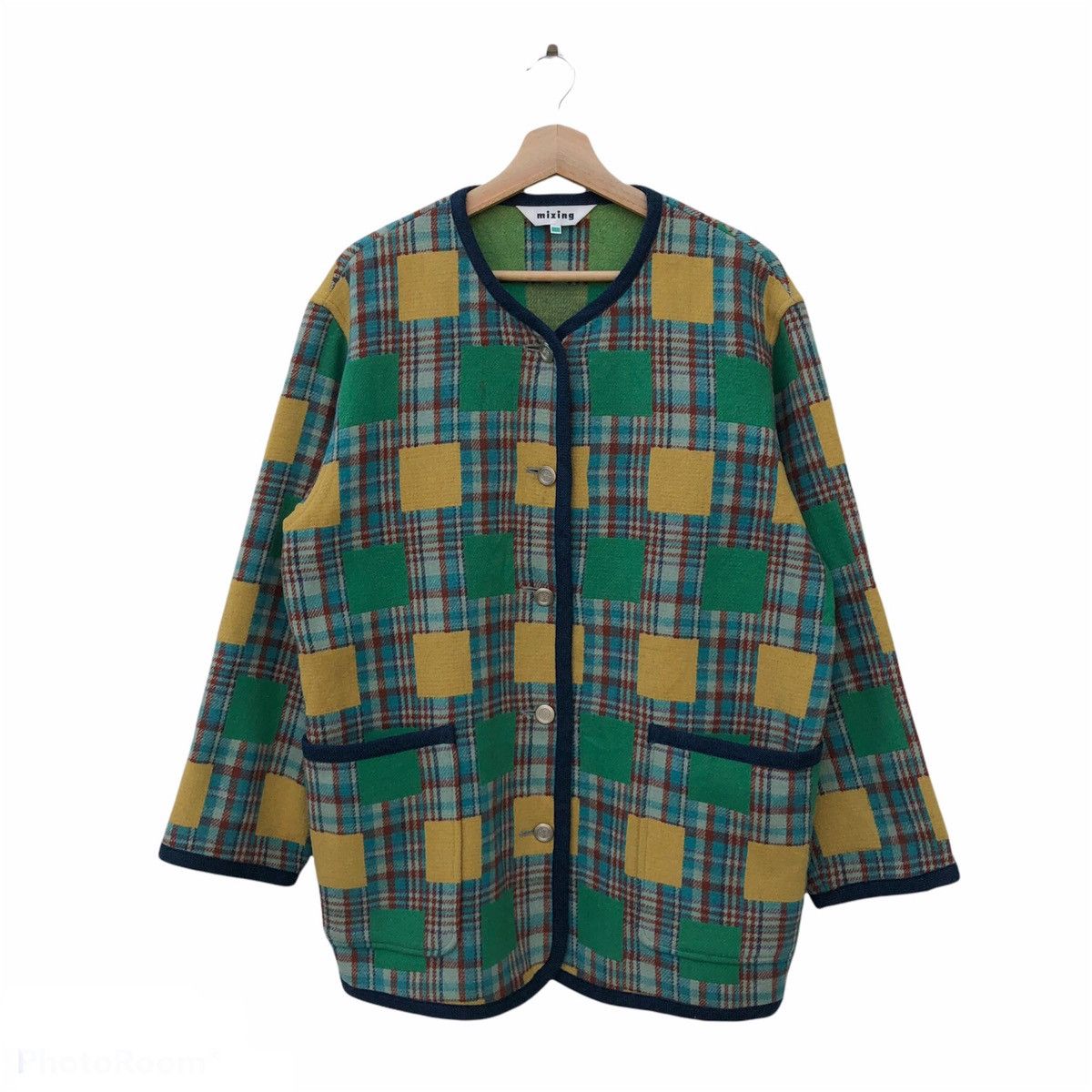 Japanese Brand RARE COLOUR BUTTON JACKET MIXING PATCHWORK DESIGN Size US M / EU 48-50 / 2 - 1 Thumbnail