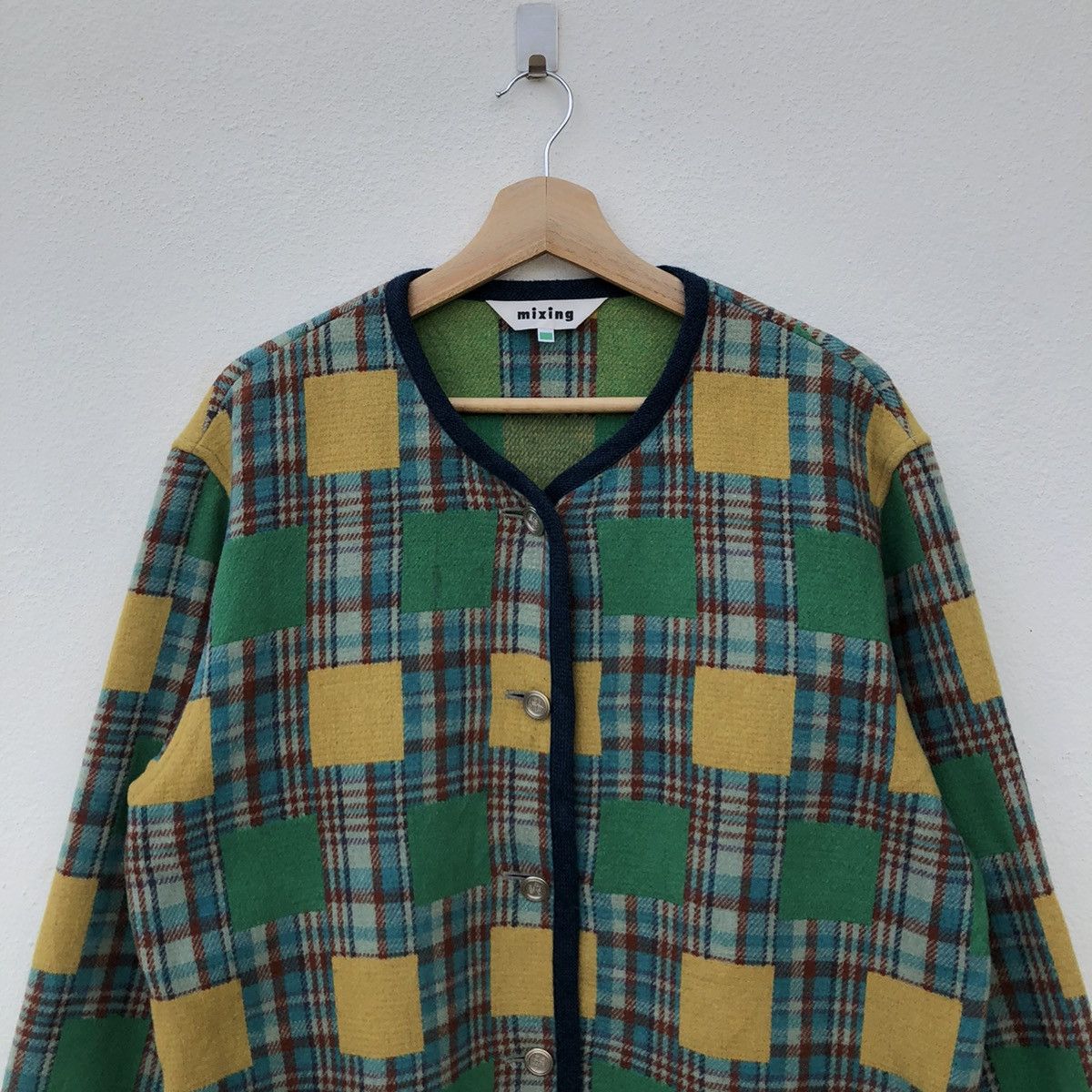 Japanese Brand RARE COLOUR BUTTON JACKET MIXING PATCHWORK DESIGN Size US M / EU 48-50 / 2 - 3 Thumbnail