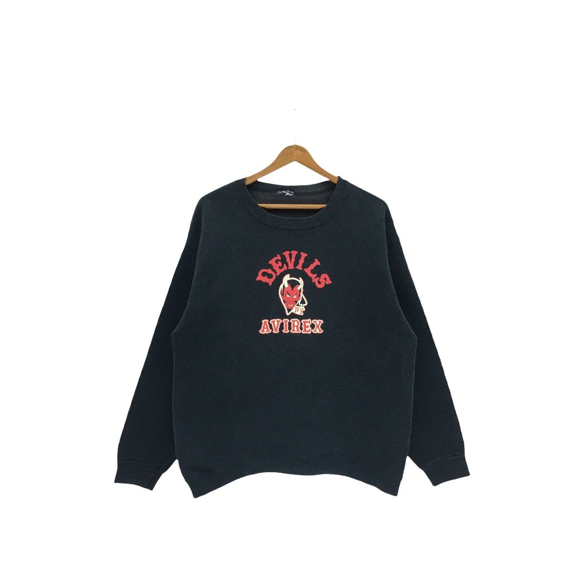 Avirex × Vintage Vintage Avirex Devils Big Logo Army Sweatshirt Size US M / EU 48-50 / 2 - 1 Thumbnail