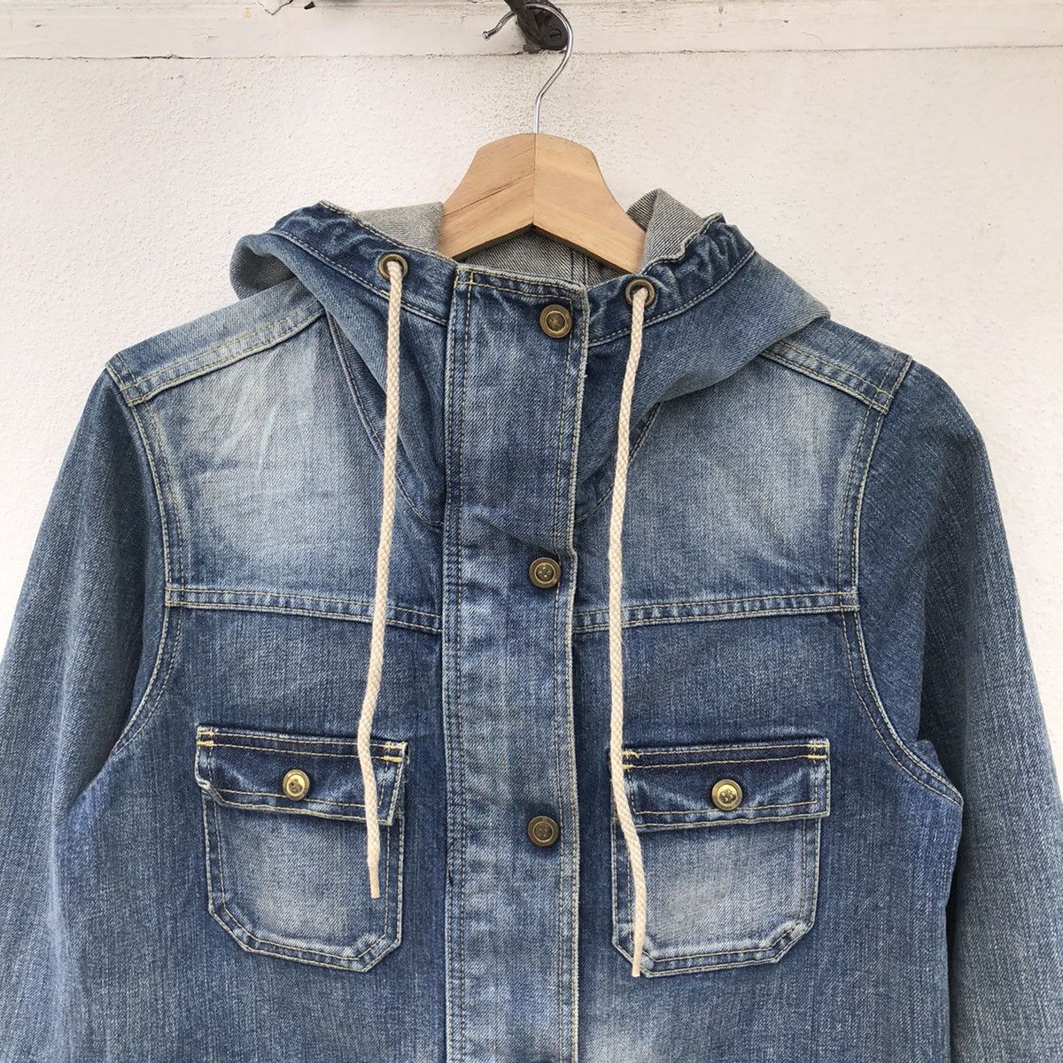 Japanese Brand DENIM JACKET MULTI POCKET HOODIE RADEO CROWN JAPAN Size US M / EU 48-50 / 2 - 2 Thumbnail