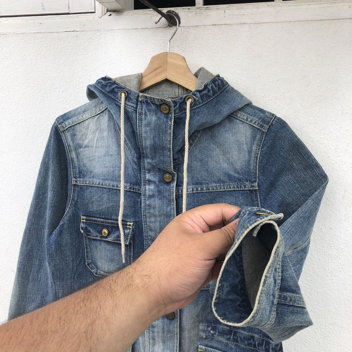 Japanese Brand DENIM JACKET MULTI POCKET HOODIE RADEO CROWN JAPAN Size US M / EU 48-50 / 2 - 6 Thumbnail
