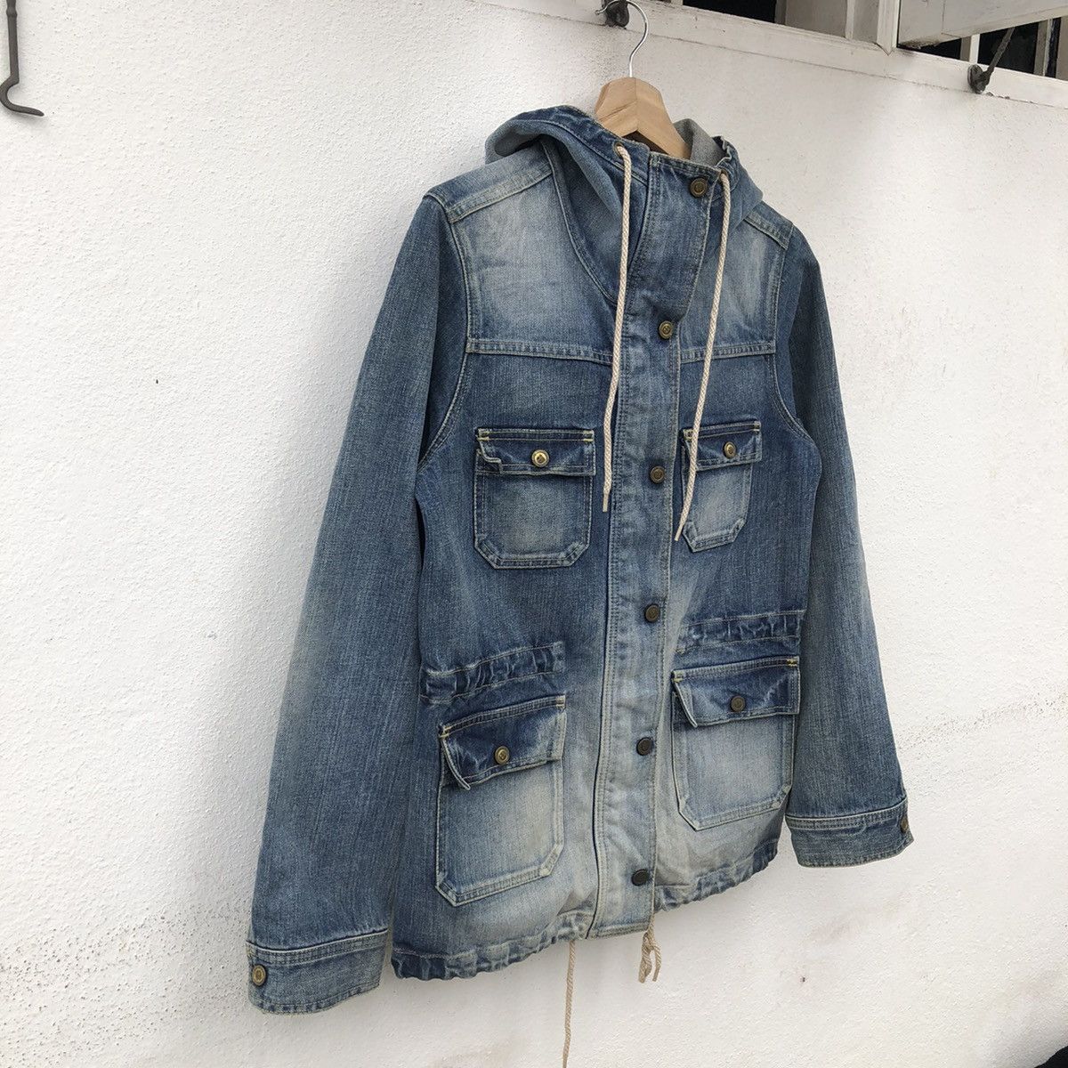 Japanese Brand DENIM JACKET MULTI POCKET HOODIE RADEO CROWN JAPAN Size US M / EU 48-50 / 2 - 3 Thumbnail