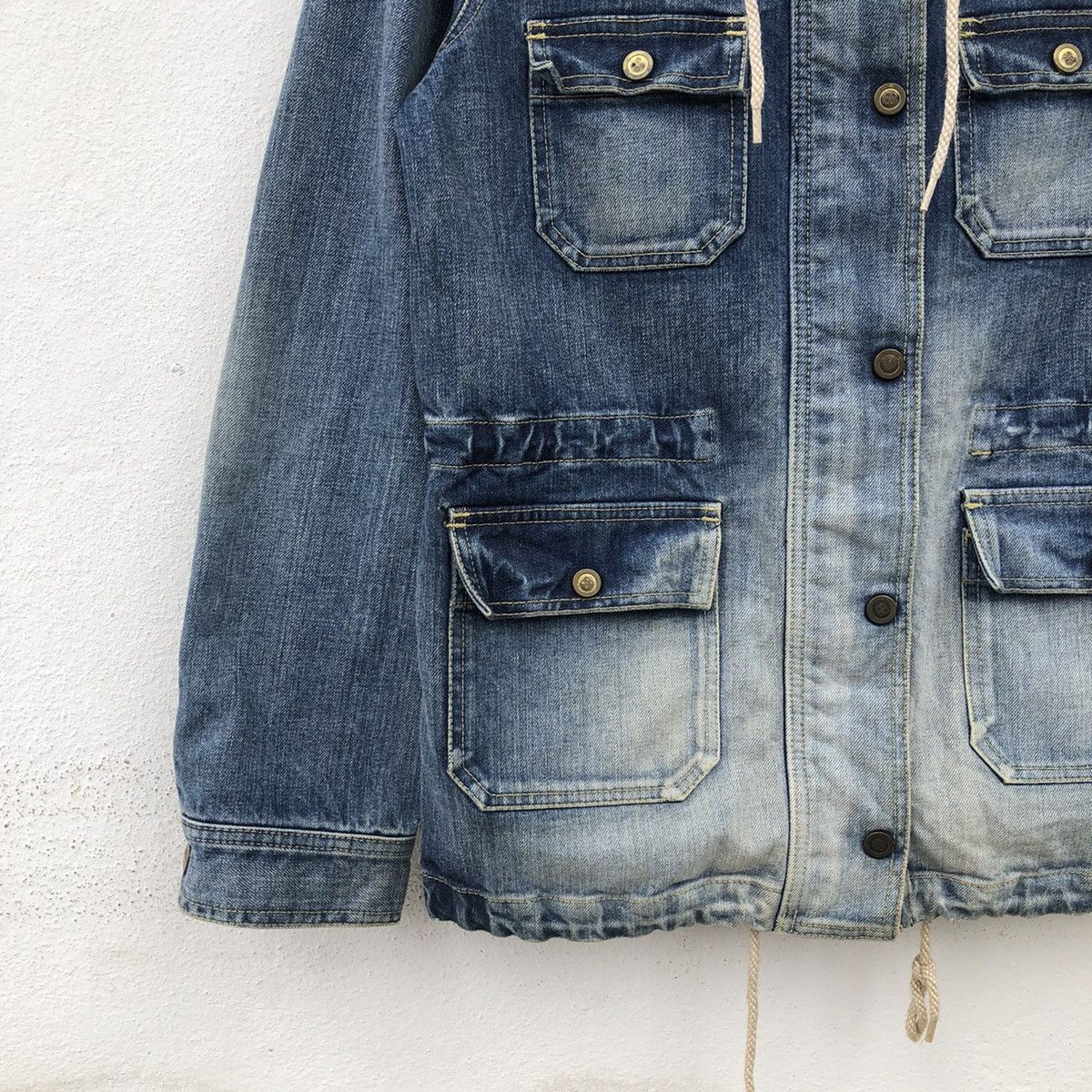 Japanese Brand DENIM JACKET MULTI POCKET HOODIE RADEO CROWN JAPAN Size US M / EU 48-50 / 2 - 5 Thumbnail