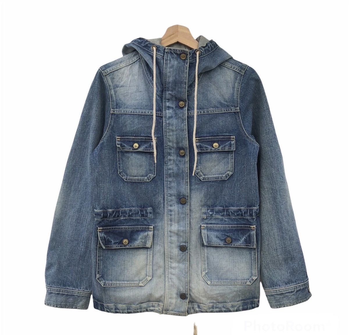 DENIM JACKET MULTI POCKET HOODIE RADEO CROWN JAPAN
