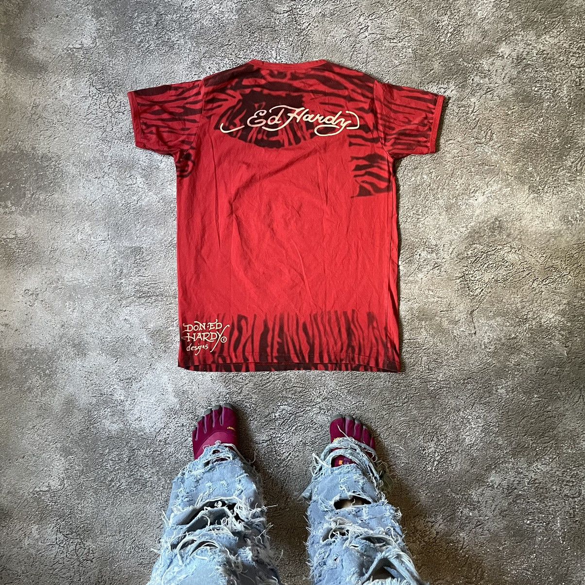 Vintage Vintage 90s Ed Hardy Red Graphic Tee Skeleton Y2K Swag L Size US L / EU 52-54 / 3 - 6 Thumbnail