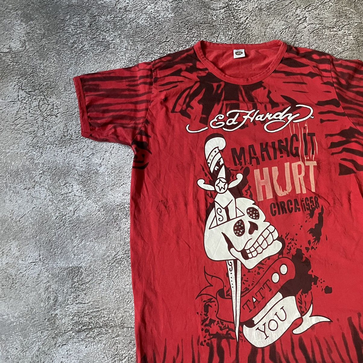 Vintage Vintage 90s Ed Hardy Red Graphic Tee Skeleton Y2K Swag L Size US L / EU 52-54 / 3 - 4 Thumbnail