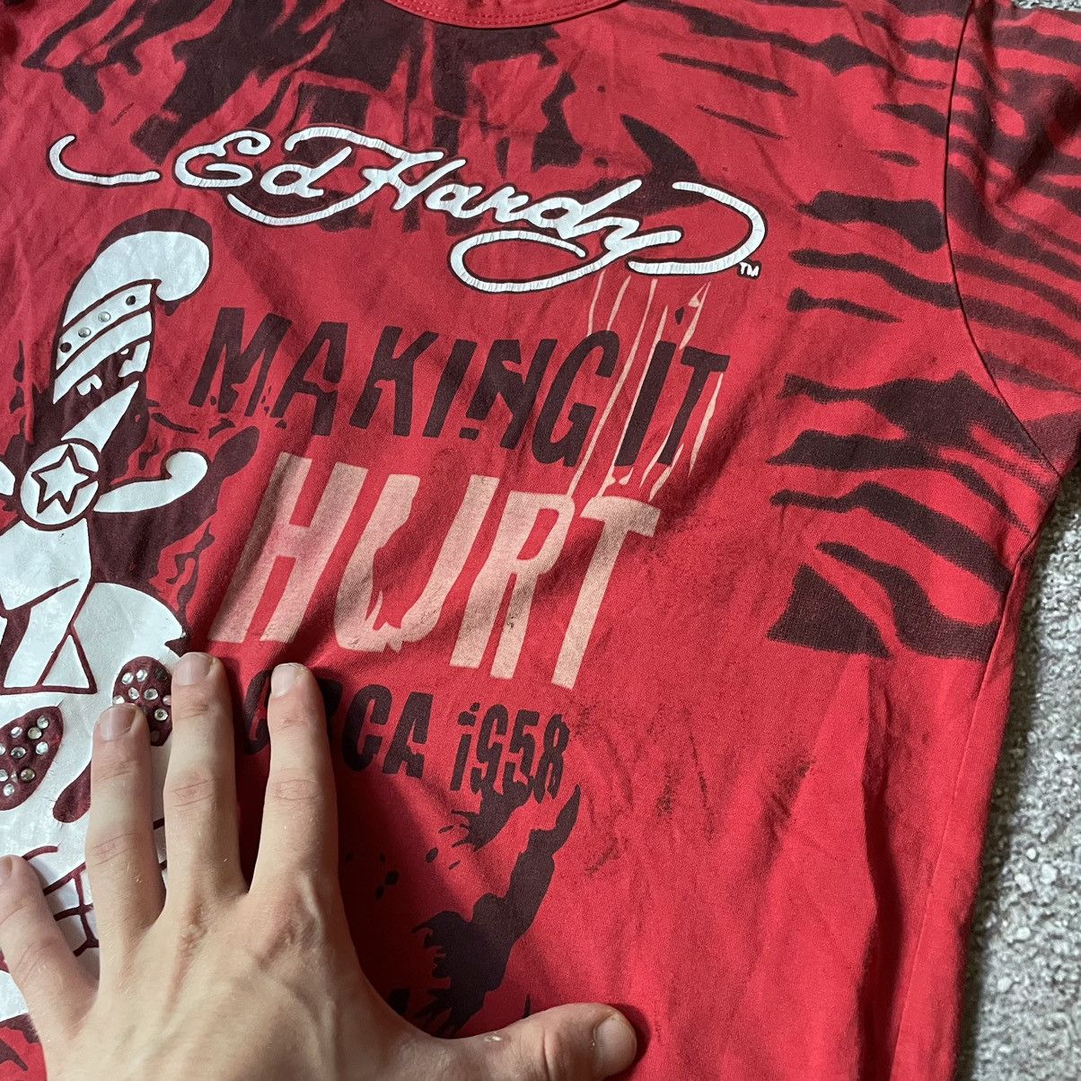 Vintage Vintage 90s Ed Hardy Red Graphic Tee Skeleton Y2K Swag L Size US L / EU 52-54 / 3 - 5 Thumbnail
