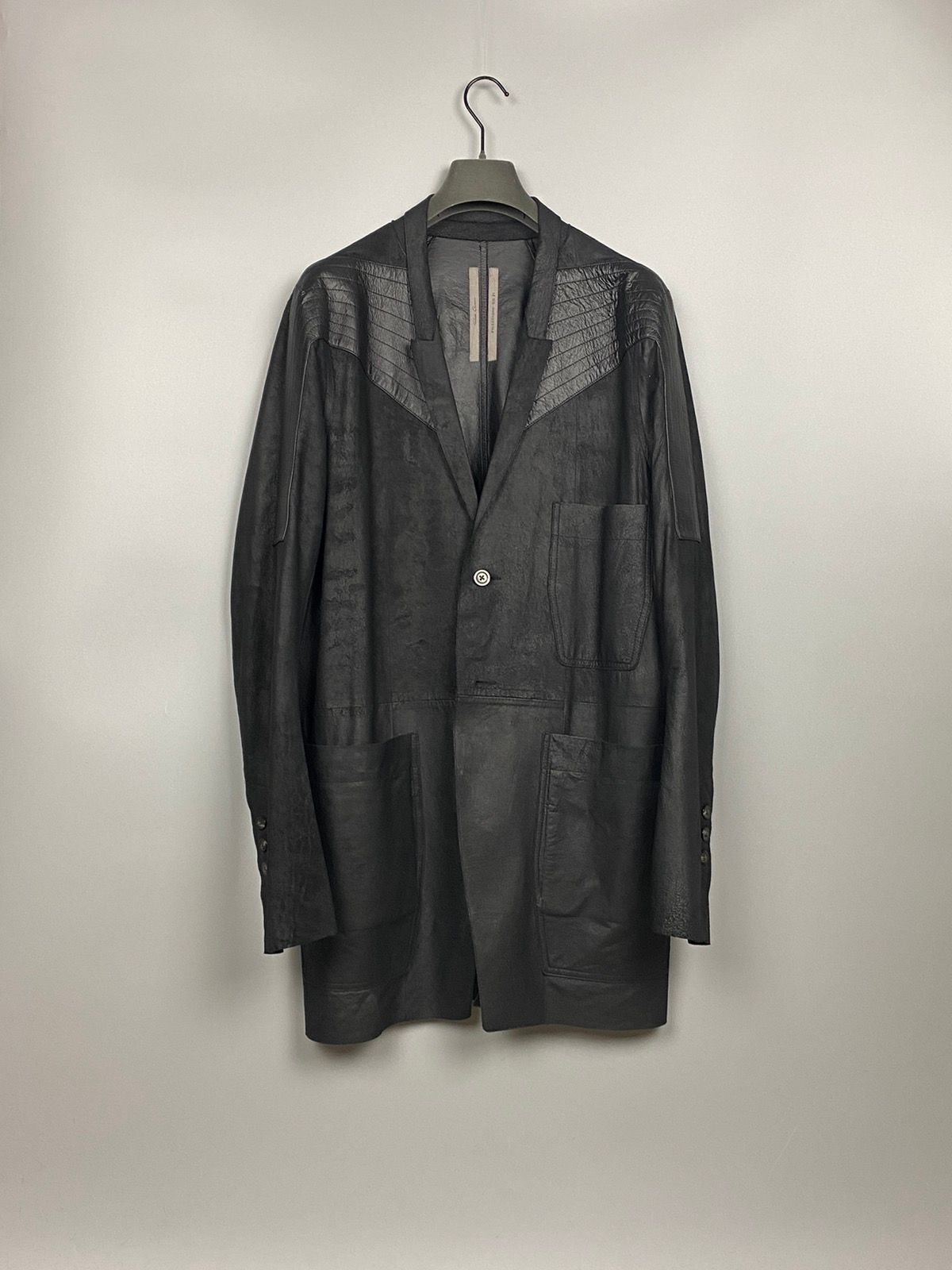 Pre-owned Rick Owens Ss21 ‘phlegethon' Unlined Paper Lamb Lido Jacket In Black