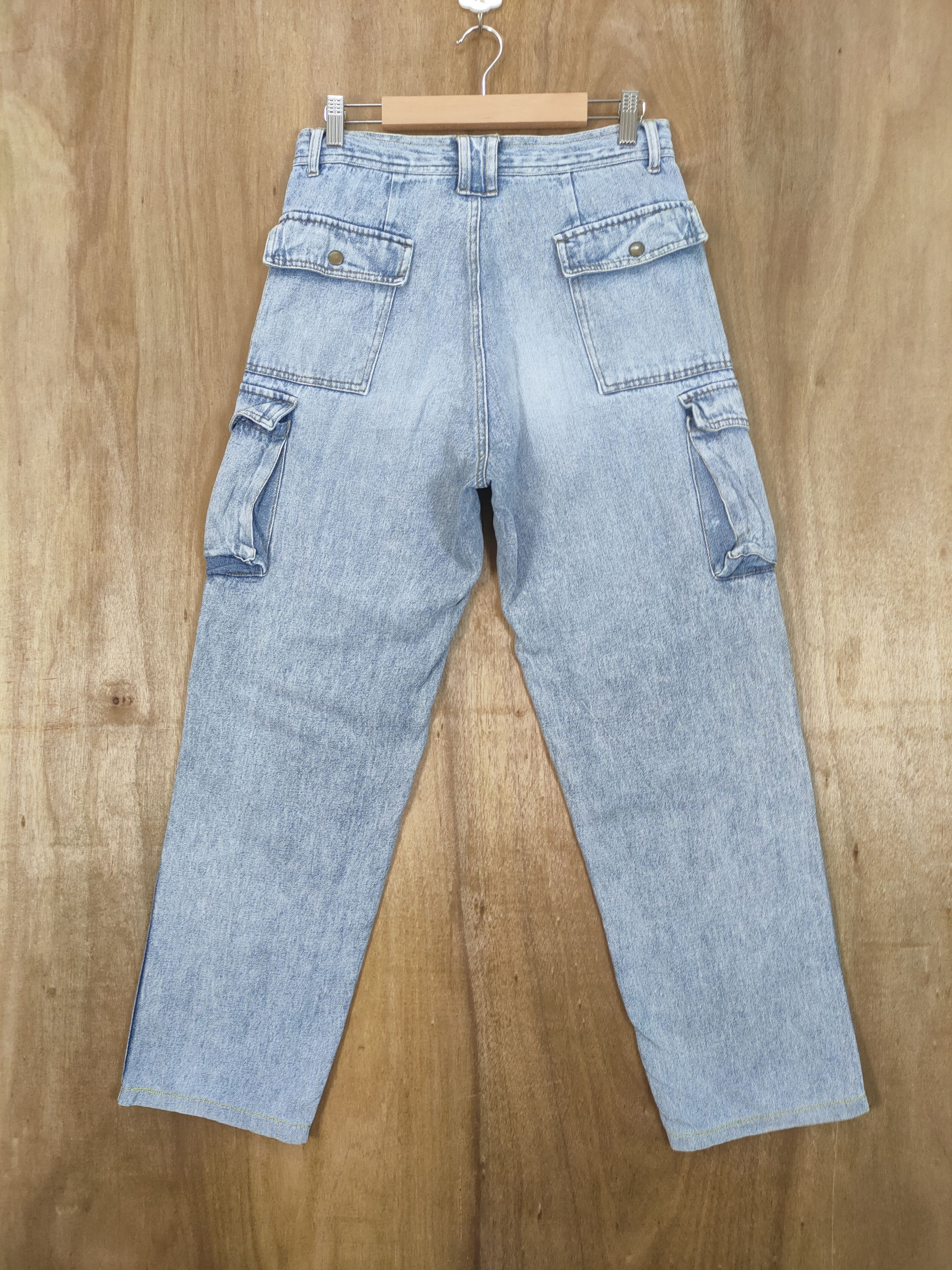 Japanese Brand MANX LIGHT BLUE DISTRESSED KNEE CARGO PANTS Size US 30 / EU 46 - 7 Thumbnail