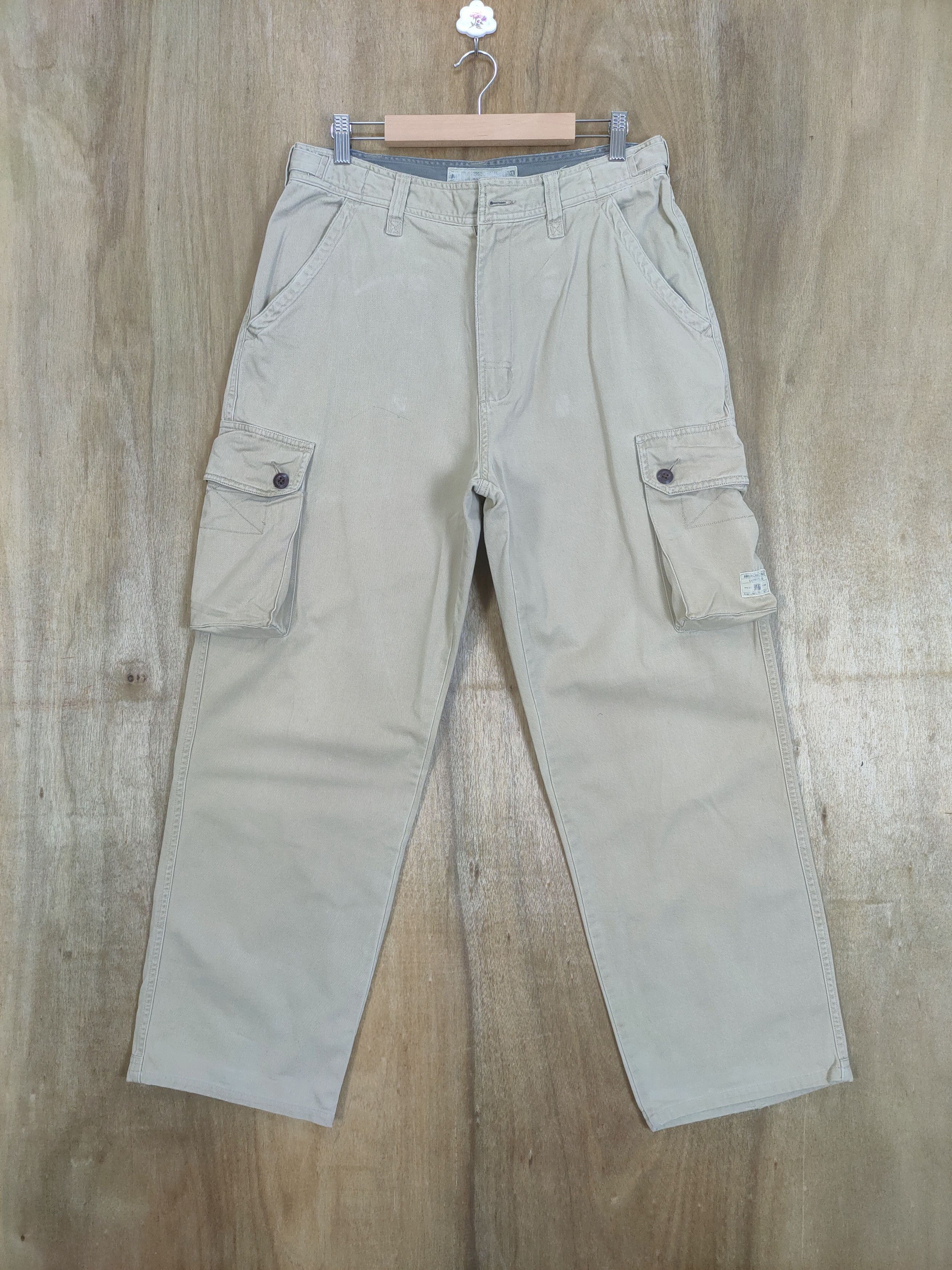 Image of Designer Baggy Cargo Pants in Beige, Men's (Size 30)