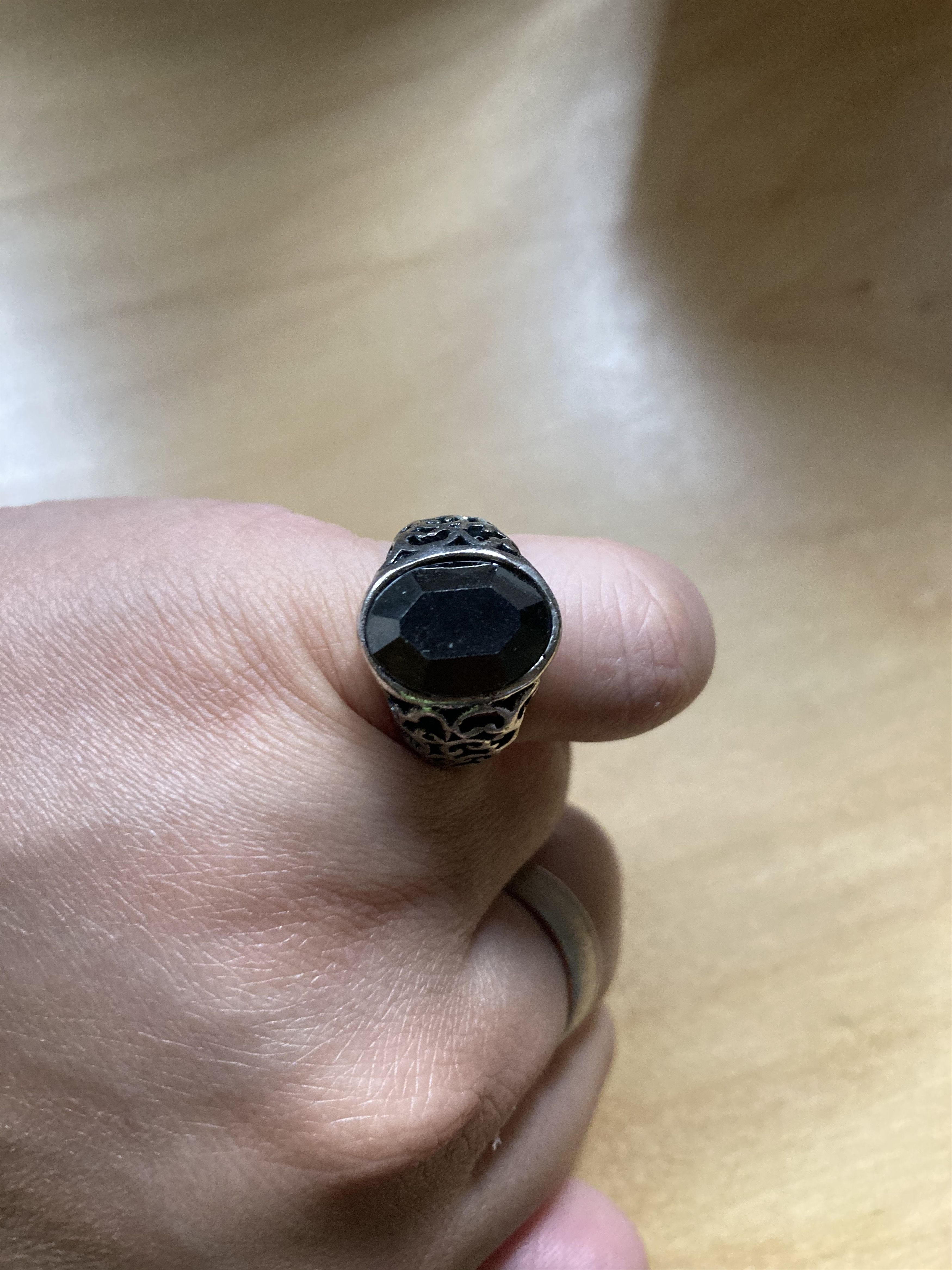 Jewelry Black CZ Tibetan Silver Ring - Size 5 Size ONE SIZE - 3 Thumbnail