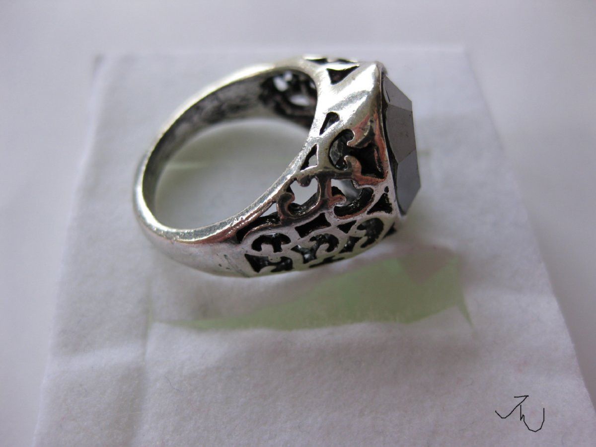 Jewelry Black CZ Tibetan Silver Ring - Size 5 Size ONE SIZE - 2 Thumbnail