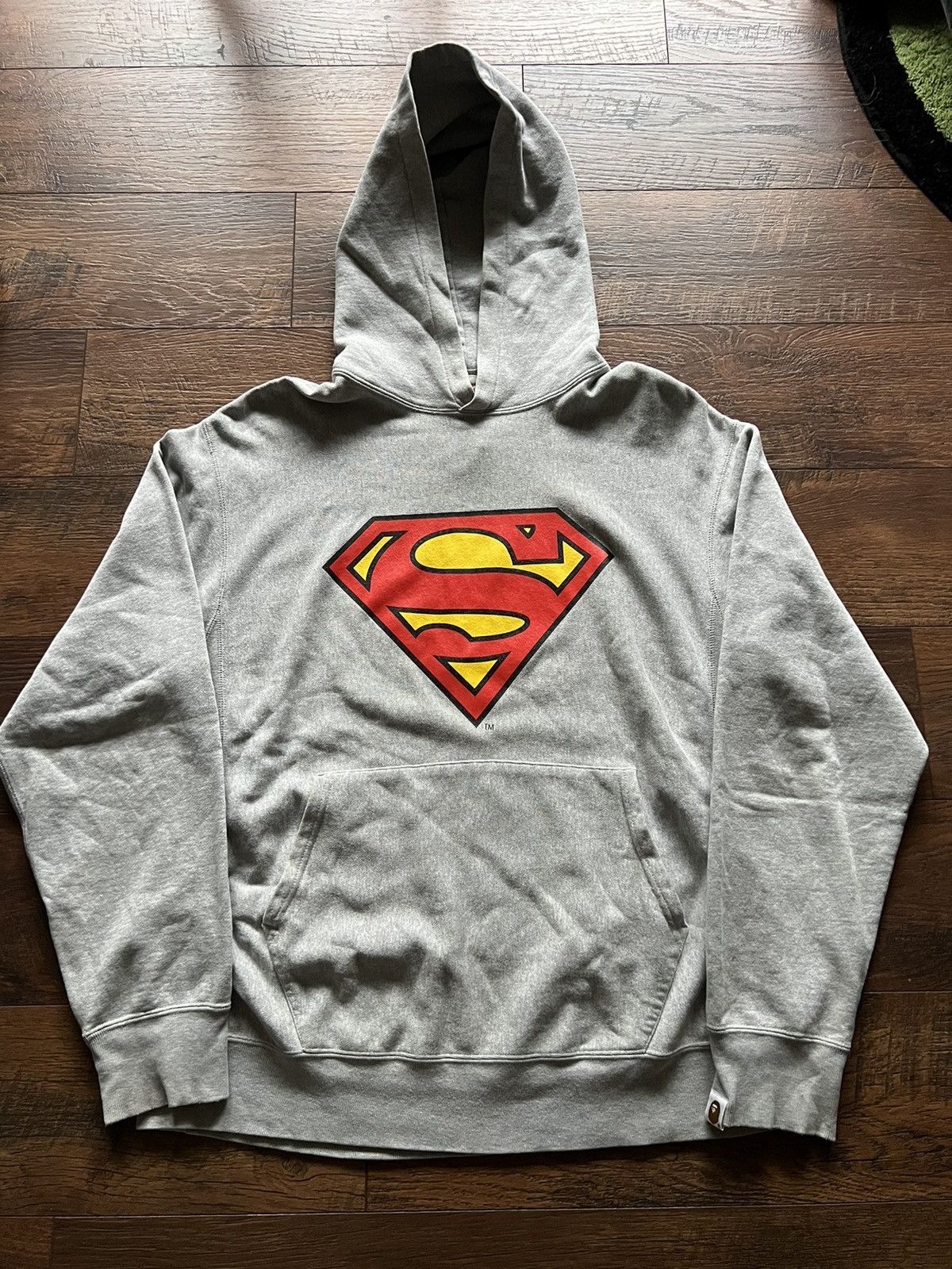 Pre owned Bape X Dc Comics 2006 Superman Hoodie Grey ModeSens