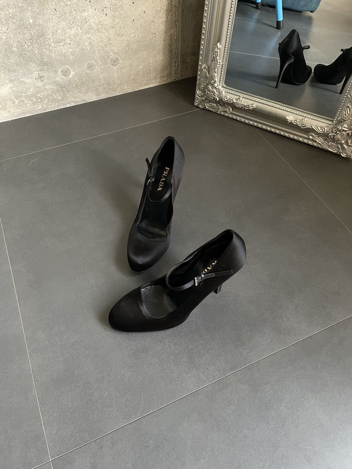 image of Designer Vintage Prada Velour Heel Shoes To The Ball in Black, Women's (Size 7)