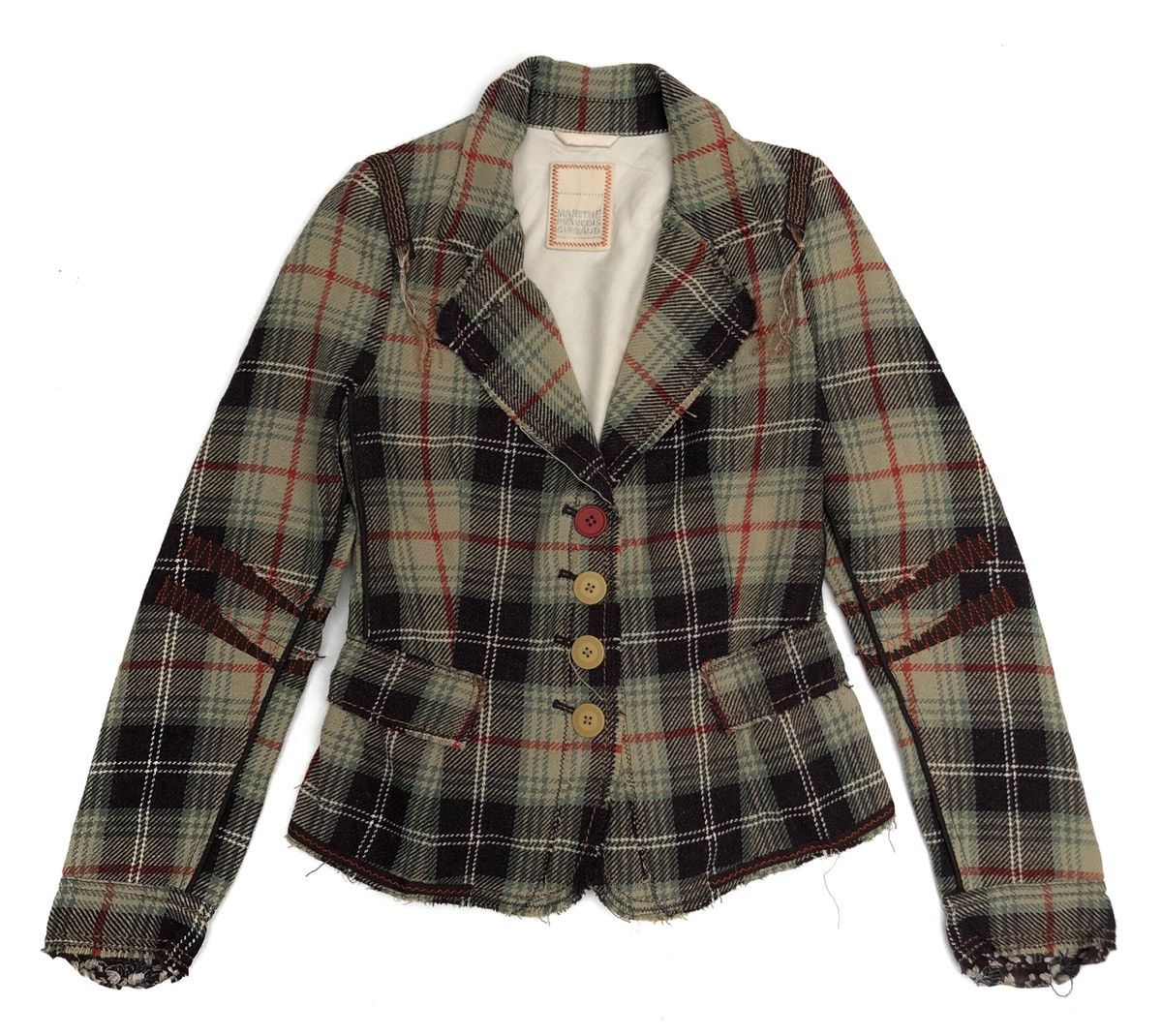 Marithe + Francois Girbaud 🌟MARITHE FRANCOIS GIRBOUD Green Tartan Plaid Blazer Size 40S - 1 Thumbnail