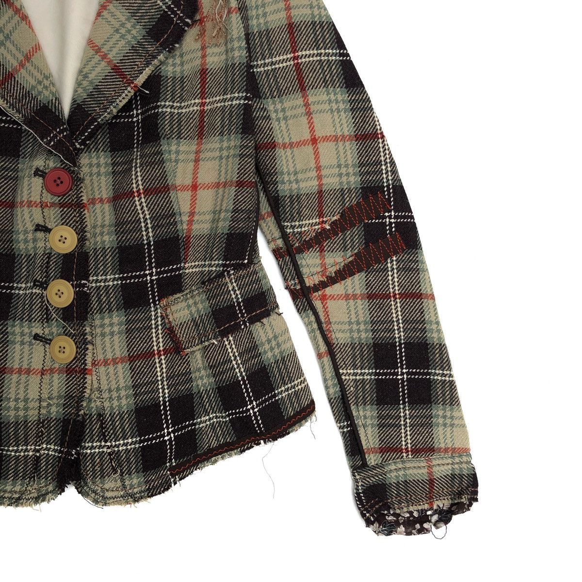 Marithe + Francois Girbaud 🌟MARITHE FRANCOIS GIRBOUD Green Tartan Plaid Blazer Size 40S - 6 Thumbnail