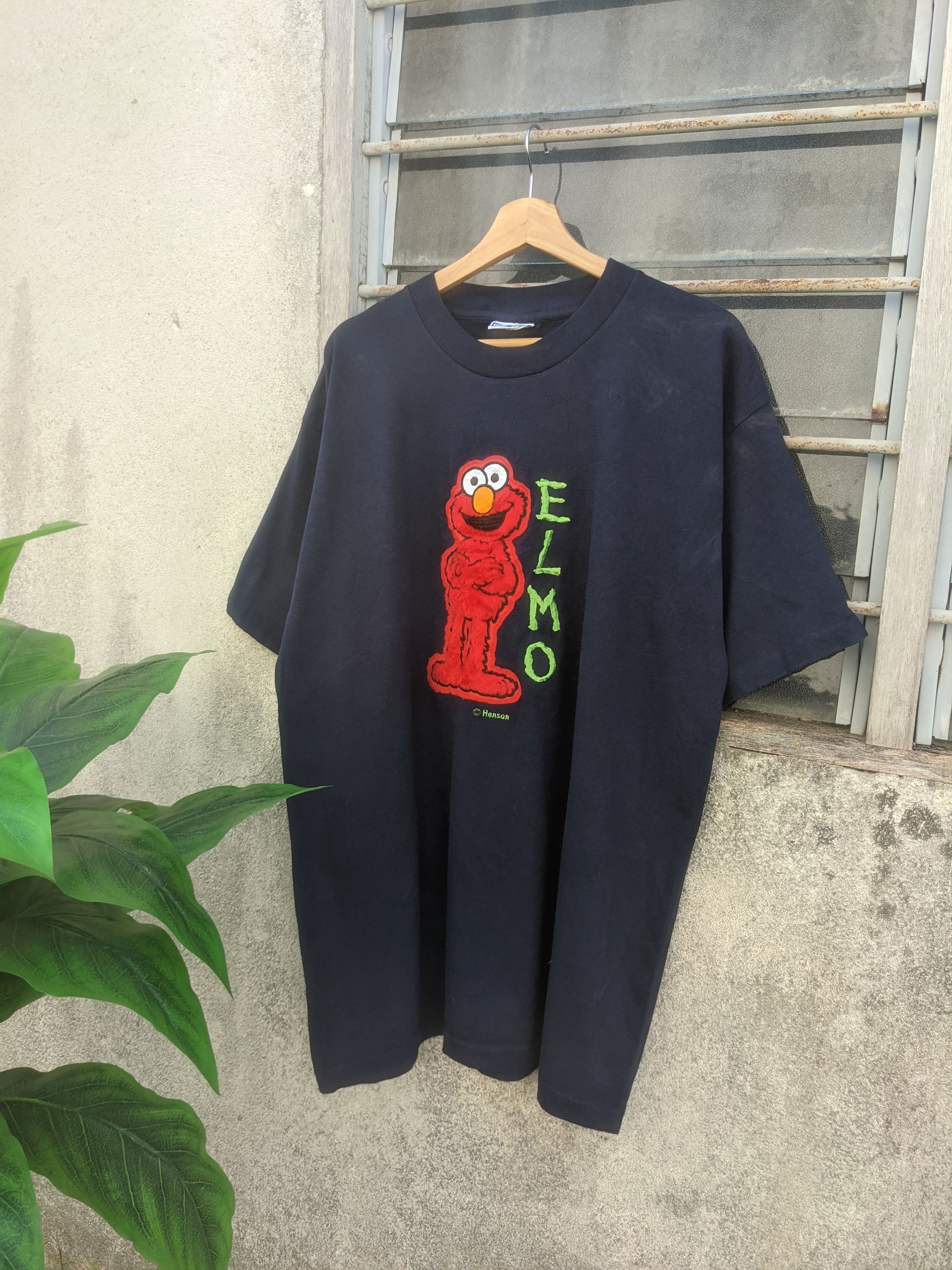 T-shirt Vintage 90s Elmo Sesame Street - Gris - Taille M Enfant - 100% Coton
