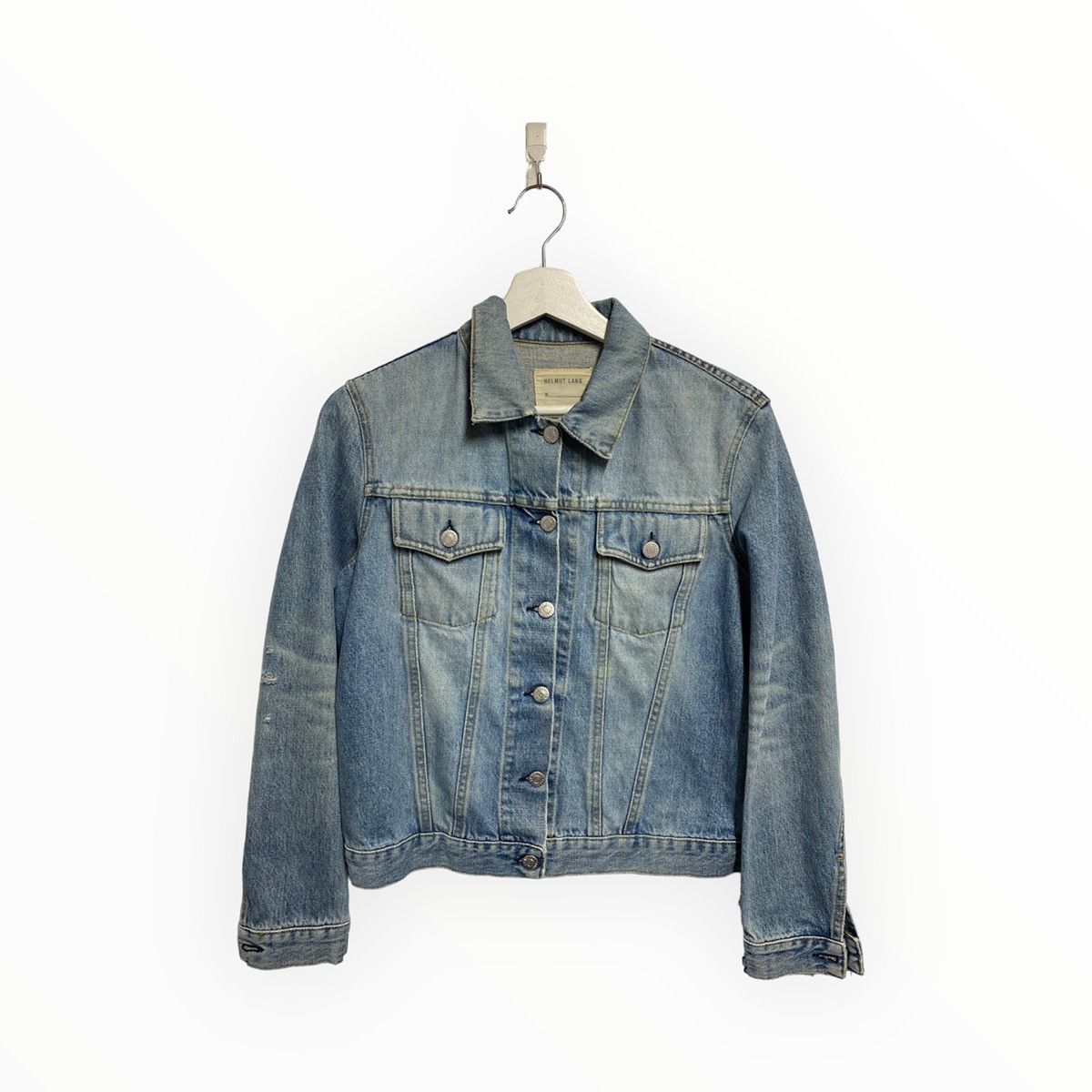image of Helmut Lang Vintage Sanded Denim Jacket in Blue, Men's (Size Medium)