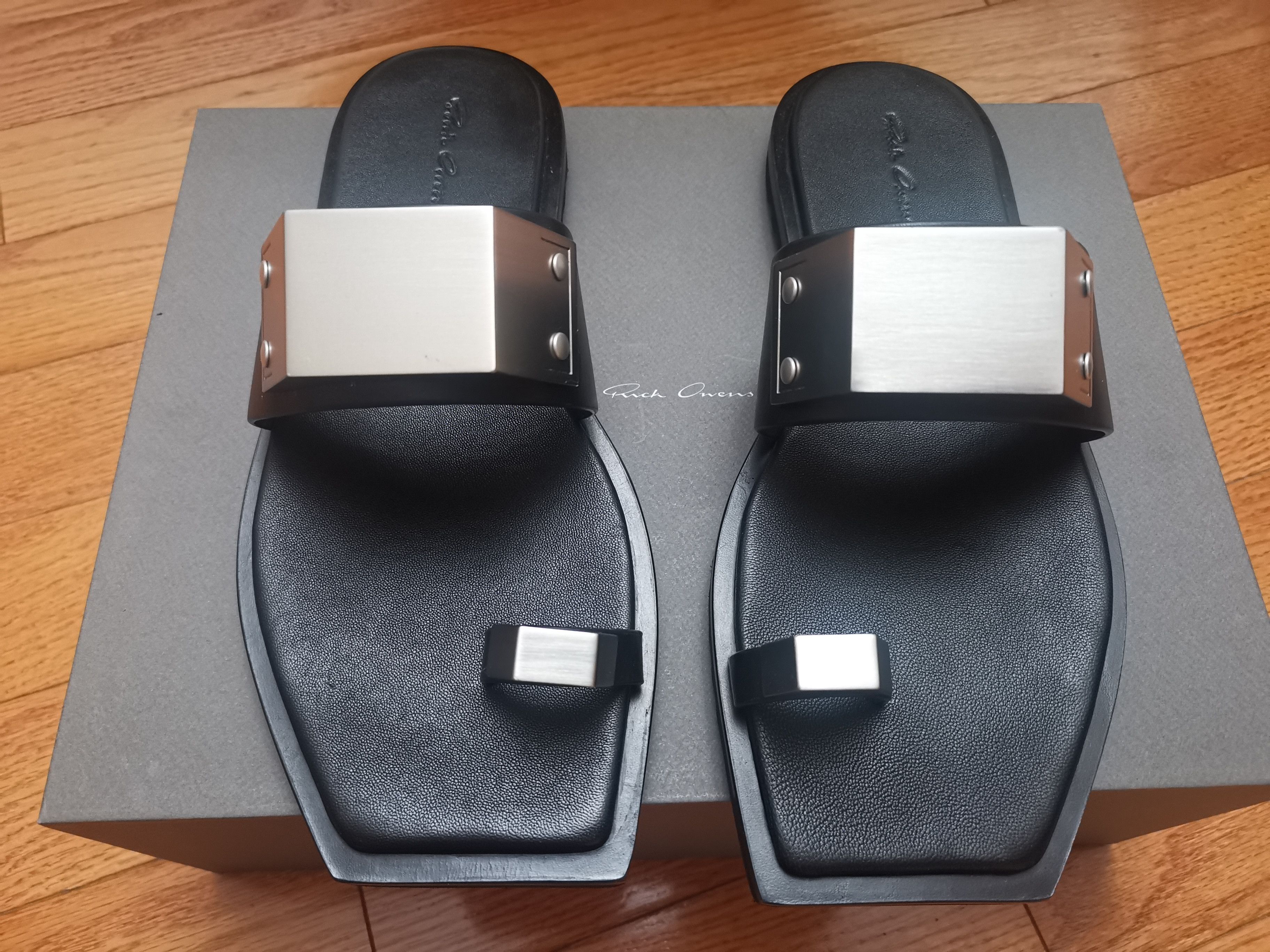 Rick Owens RICK OWENS SS21 PHLEGETHON BEVEL SANDAL IN COW LEATHER Size US 9 / EU 42 - 1 Thumbnail