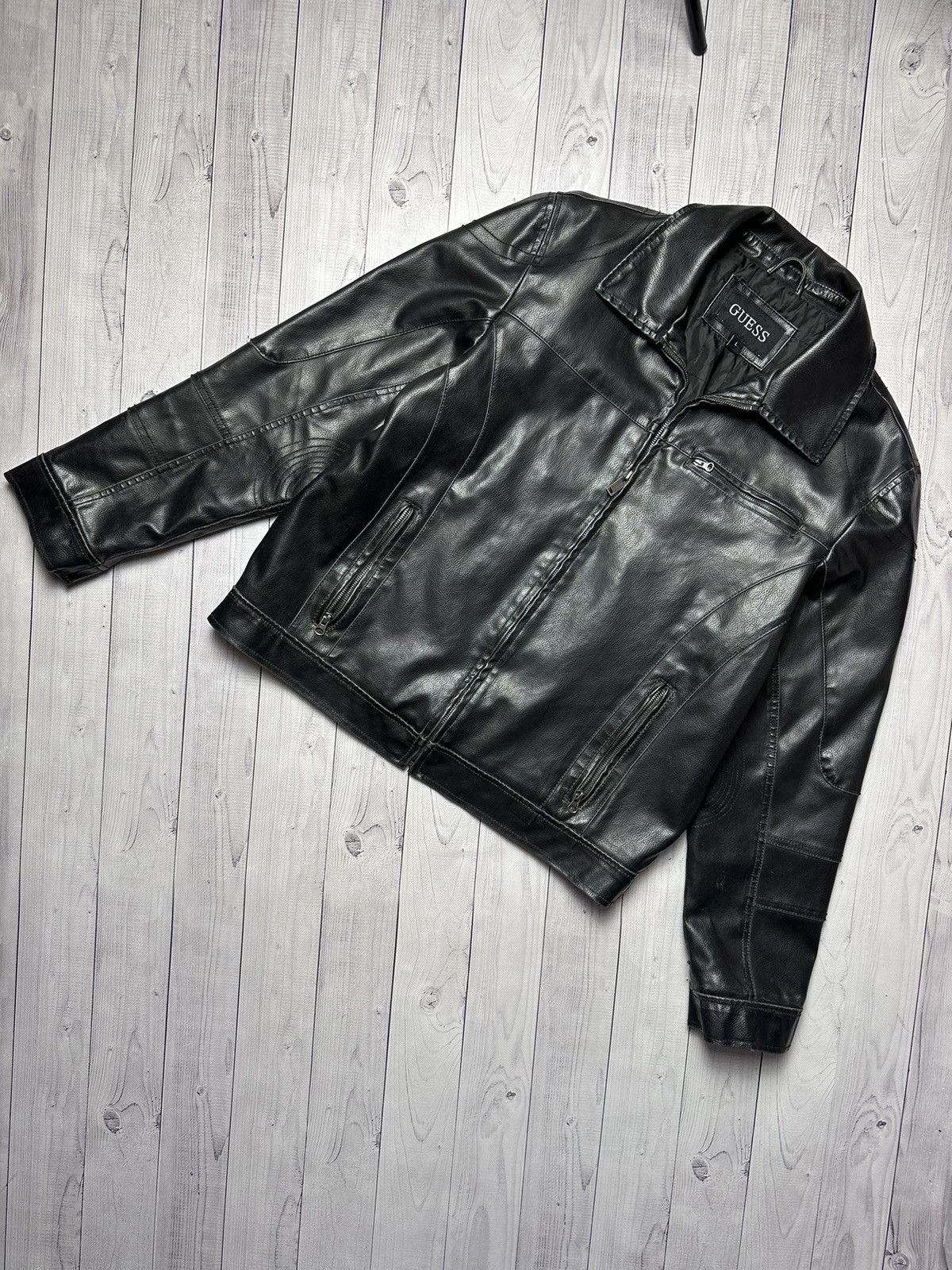 Vintage Guess leather jacket size L rare