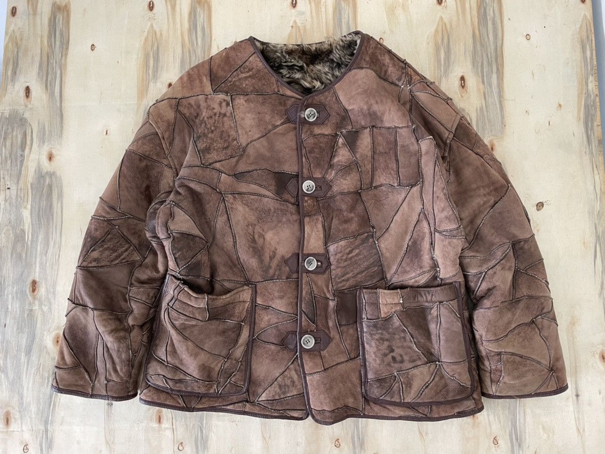 Vintage Vintage Sheepskin Patchwork Leather Jacket Buttoned Mink Fur Size US L / EU 52-54 / 3 - 2 Thumbnail