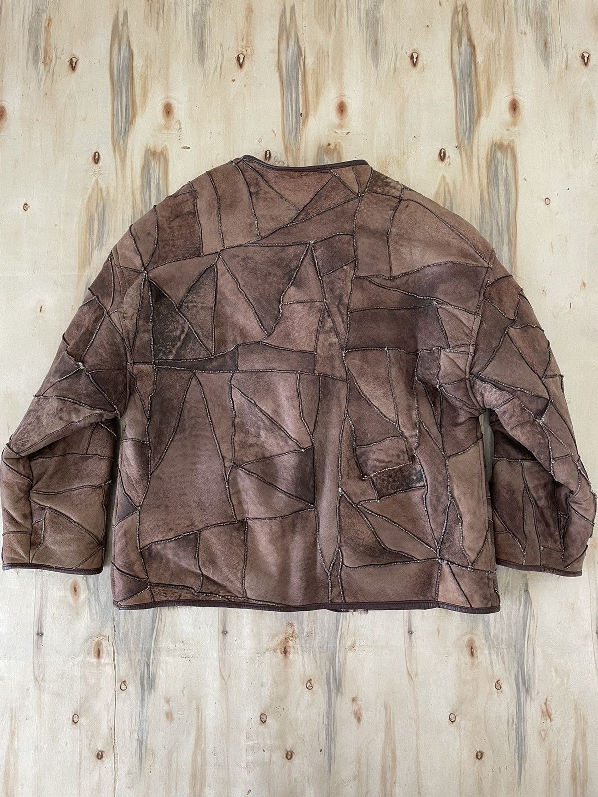 Vintage Vintage Sheepskin Patchwork Leather Jacket Buttoned Mink Fur Size US L / EU 52-54 / 3 - 7 Thumbnail