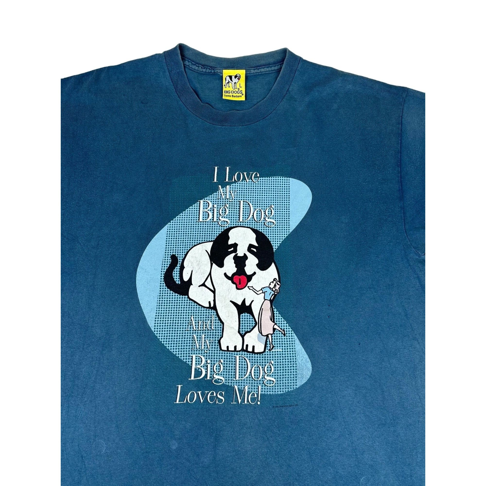 Vintage Vintage 1995 Big Dogs TShirt Large Blue I Love my Big Dog Grailed