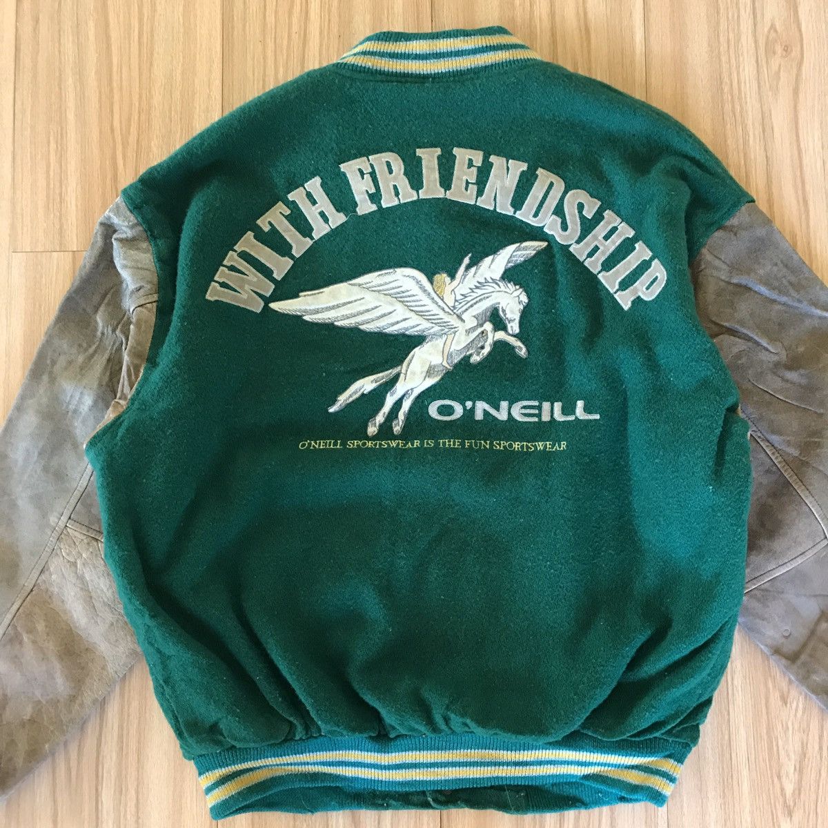 O'Neill 🔥RARE VINTAGE O'NIELL WITH FRIENDSHIP VARSITY BOMBER JACKE Size US L / EU 52-54 / 3 - 11 Thumbnail
