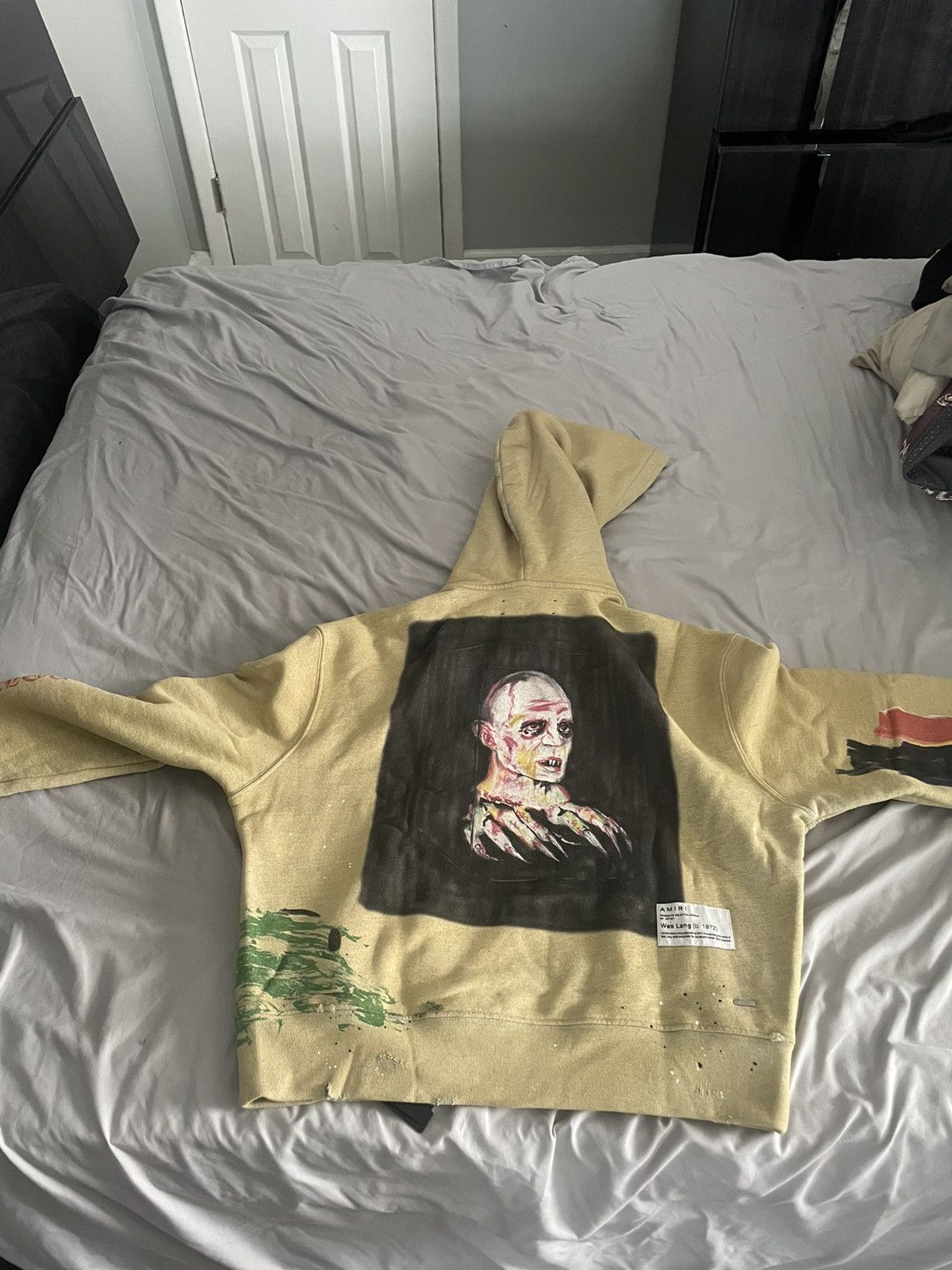 Amiri BLOOD 38' HOODIE SUPIMA COTTON LOOP TERRY HEATHER BIRCH Size US XS / EU 42 / 0 - 16 Thumbnail
