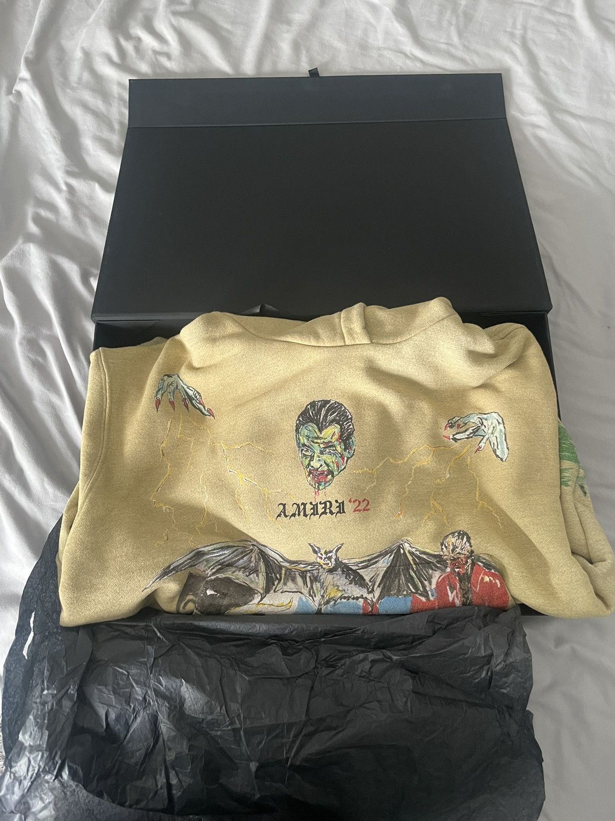 Amiri BLOOD 38' HOODIE SUPIMA COTTON LOOP TERRY HEATHER BIRCH Size US XS / EU 42 / 0 - 13 Thumbnail