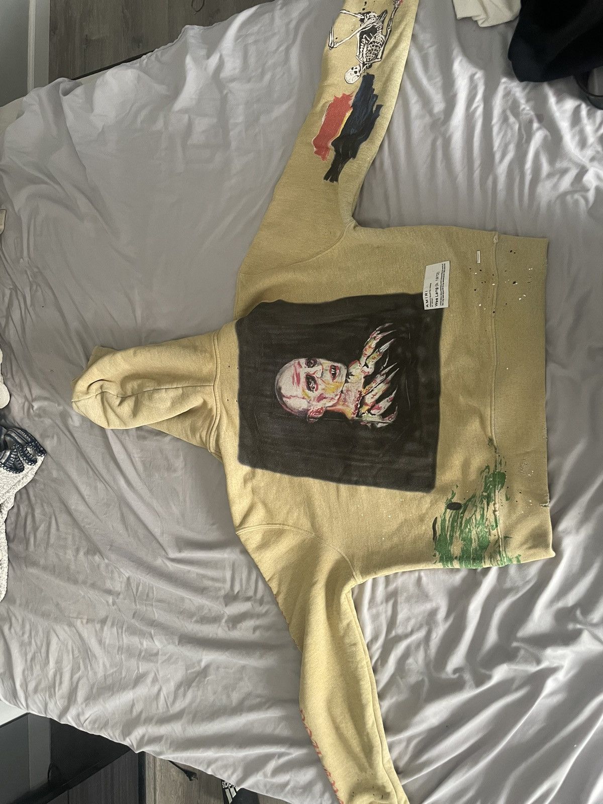 Amiri BLOOD 38' HOODIE SUPIMA COTTON LOOP TERRY HEATHER BIRCH Size US XS / EU 42 / 0 - 10 Thumbnail