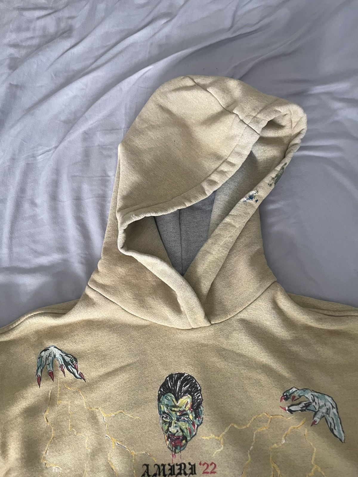Amiri BLOOD 38' HOODIE SUPIMA COTTON LOOP TERRY HEATHER BIRCH Size US XS / EU 42 / 0 - 8 Thumbnail