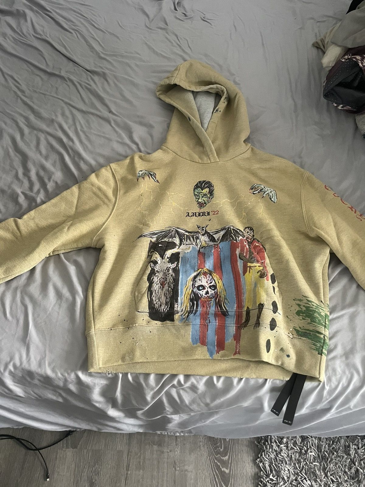 Amiri BLOOD 38' HOODIE SUPIMA COTTON LOOP TERRY HEATHER BIRCH Size US XS / EU 42 / 0 - 15 Thumbnail