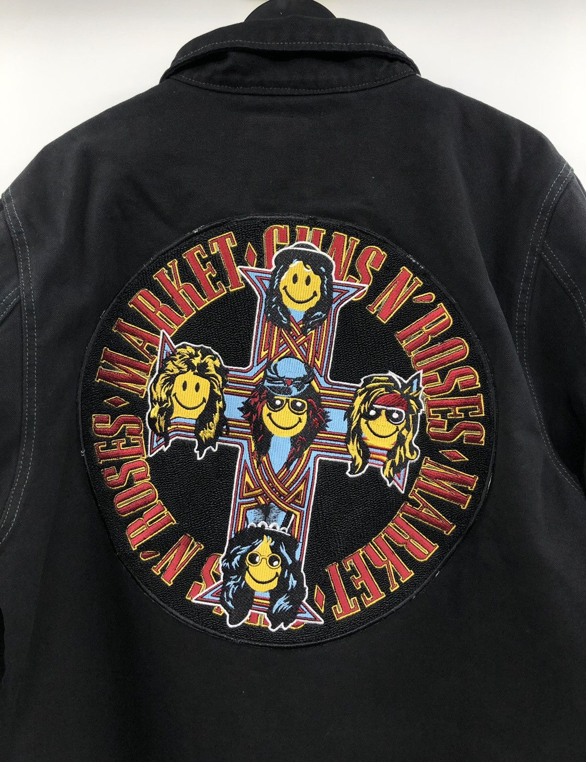 Other Market Guns N’ Roses Smiley Cross Album Black Canvas Jacket Size US XXL / EU 58 / 5 - 8 Thumbnail