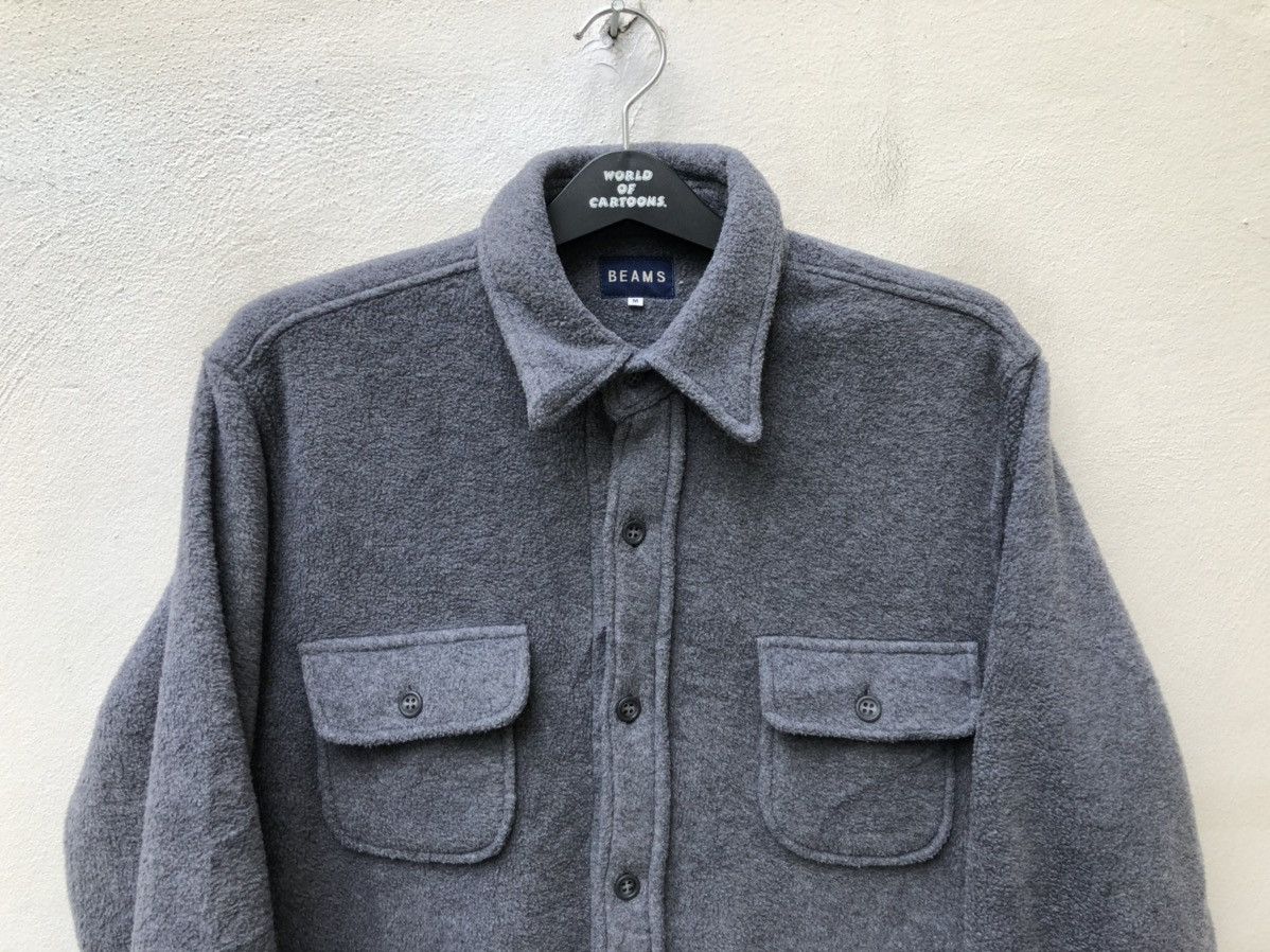 Beams Japan Vintage Beams Grey Bulky Malden Mills Fleece Button Shirt Size US M / EU 48-50 / 2 - 2 Thumbnail