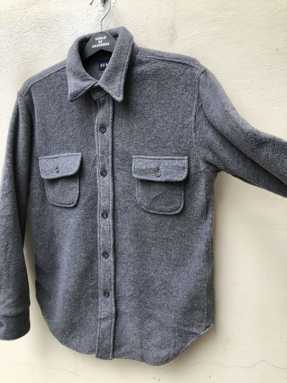 Beams Japan Vintage Beams Grey Bulky Malden Mills Fleece Button Shirt Size US M / EU 48-50 / 2 - 6 Thumbnail