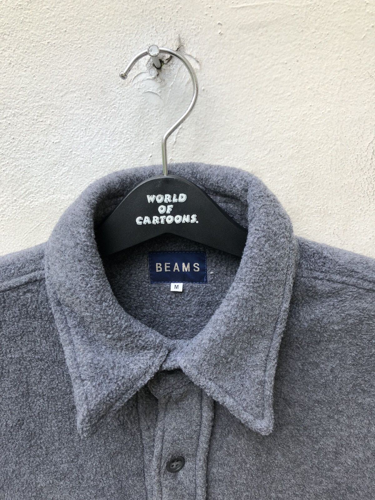 Beams Japan Vintage Beams Grey Bulky Malden Mills Fleece Button Shirt Size US M / EU 48-50 / 2 - 3 Thumbnail