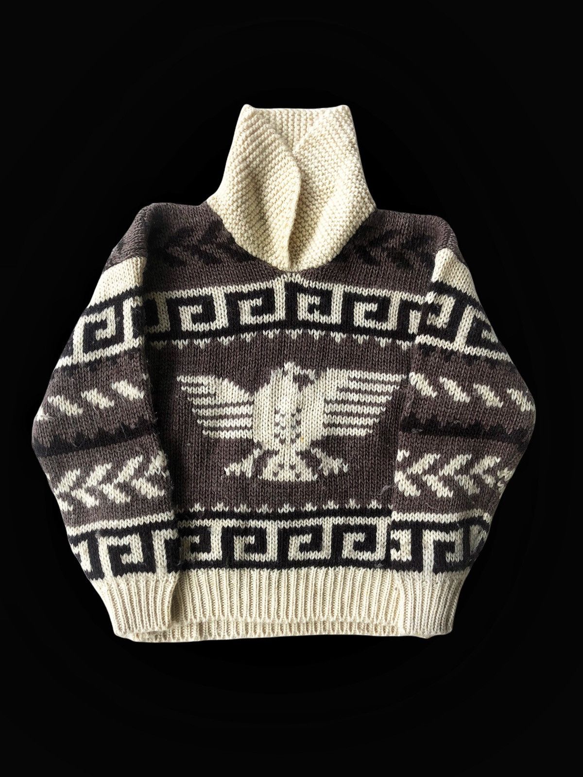 Vintage 60s Thunder Bird Junya Navajo Thick Wool Cowichan Knitwear Size US M / EU 48-50 / 2 - 1 Thumbnail