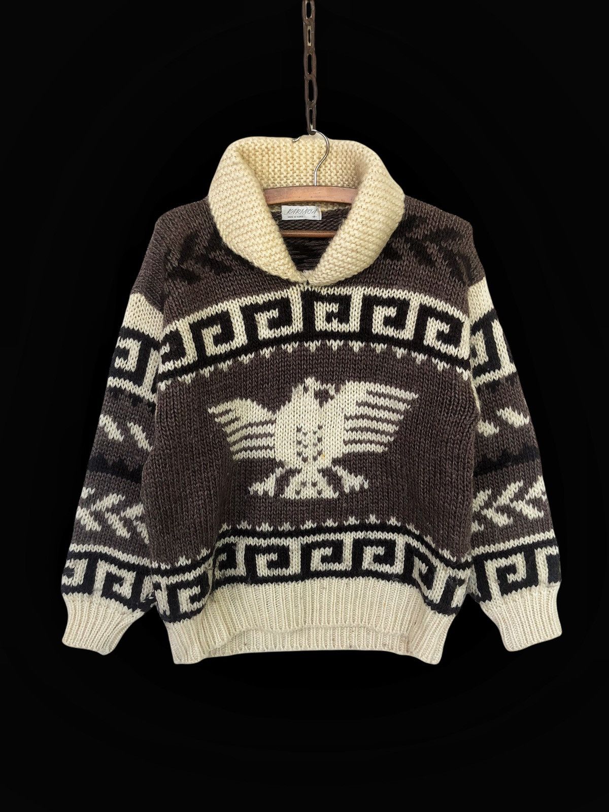 Vintage 60s Thunder Bird Junya Navajo Thick Wool Cowichan Knitwear Size US M / EU 48-50 / 2 - 3 Thumbnail